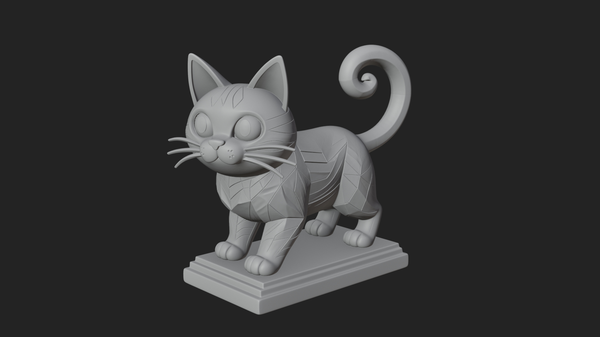 Cute Cartoon Kitten Statue Design 3 3D Print Model 3D Model