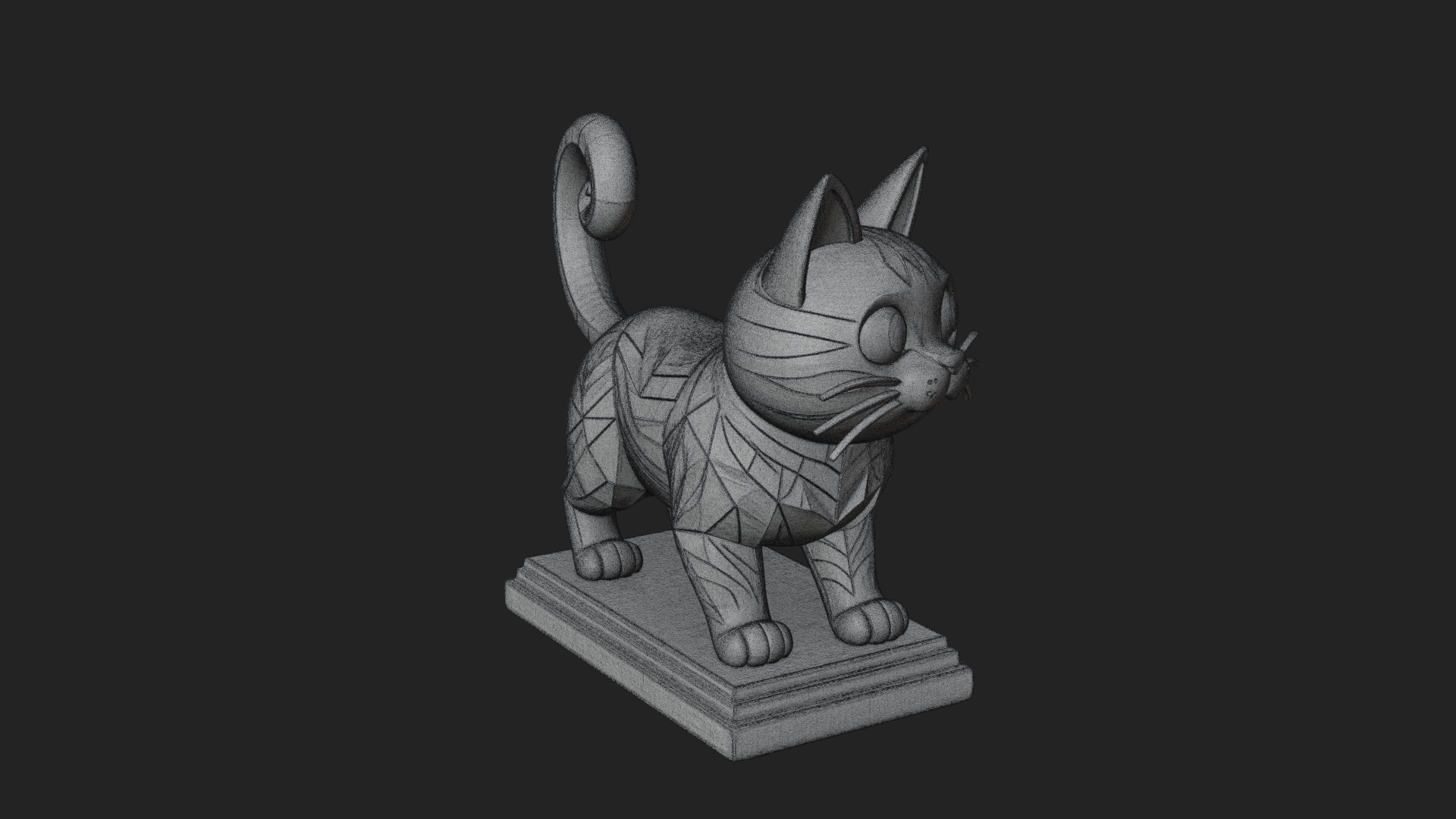 Cute Cartoon Kitten Statue Design 3 3D Print Model 3D Model