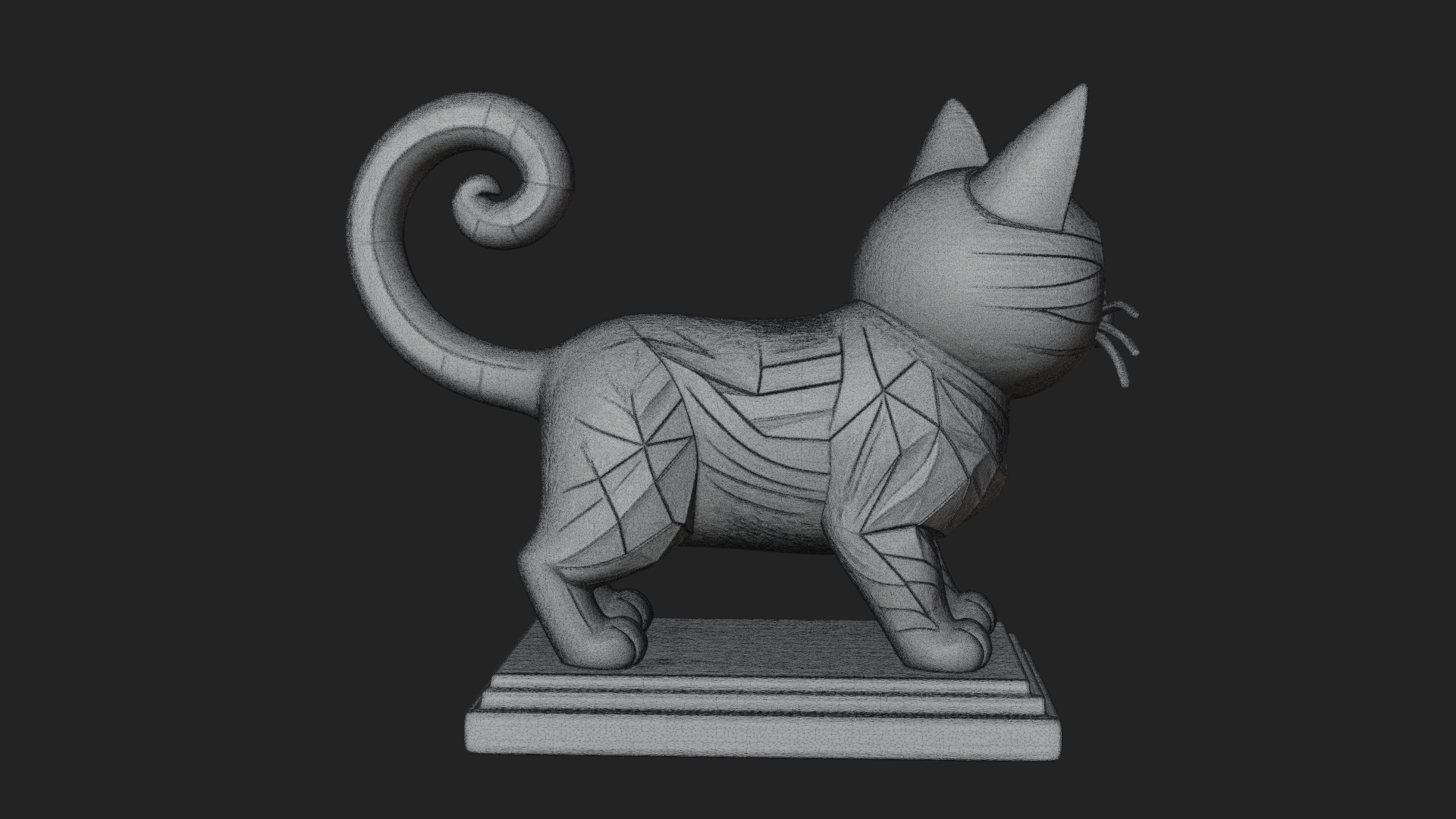 Cute Cartoon Kitten Statue Design 3 3D Print Model 3D Model