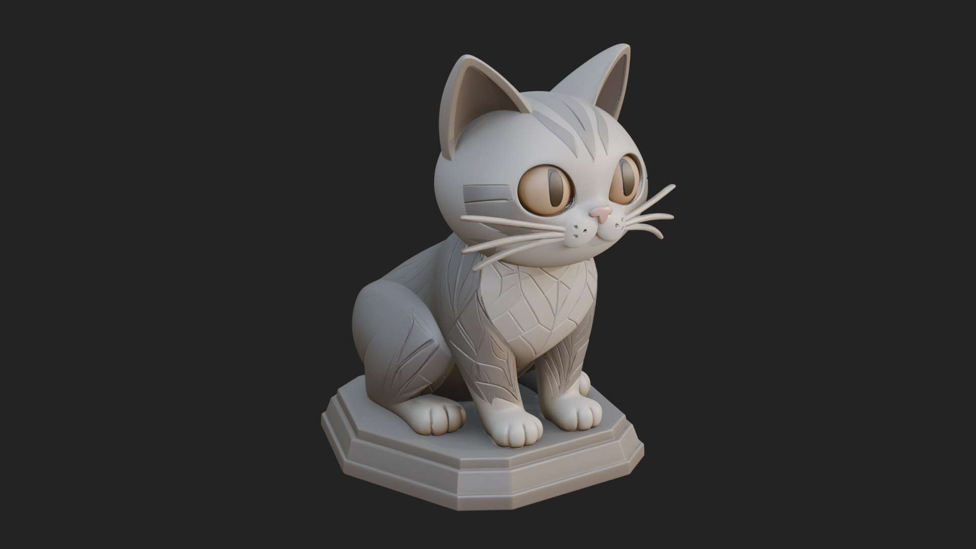 Cute Cartoon Kitten Statue Design 4 3D Print Model 3D Model