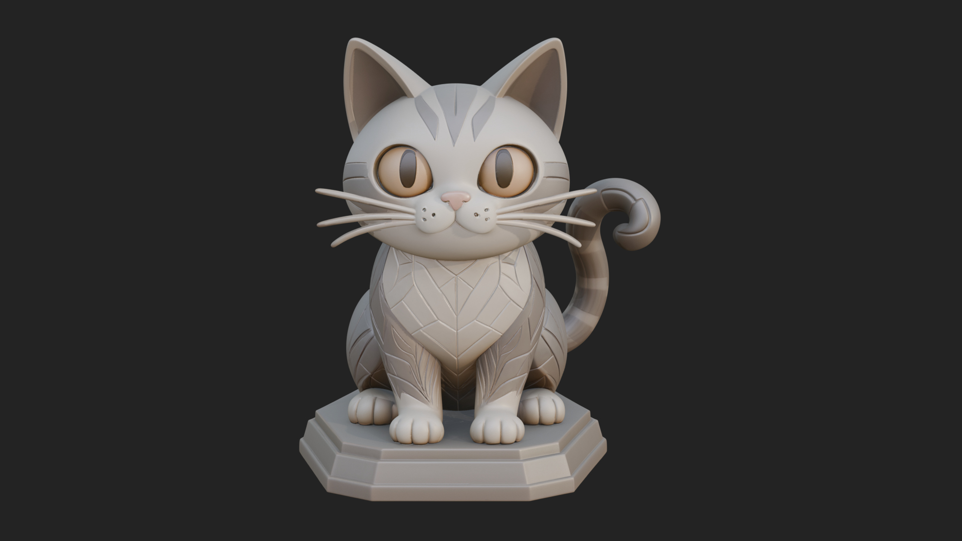 Cute Cartoon Kitten Statue Design 4 3D Print Model 3D Model