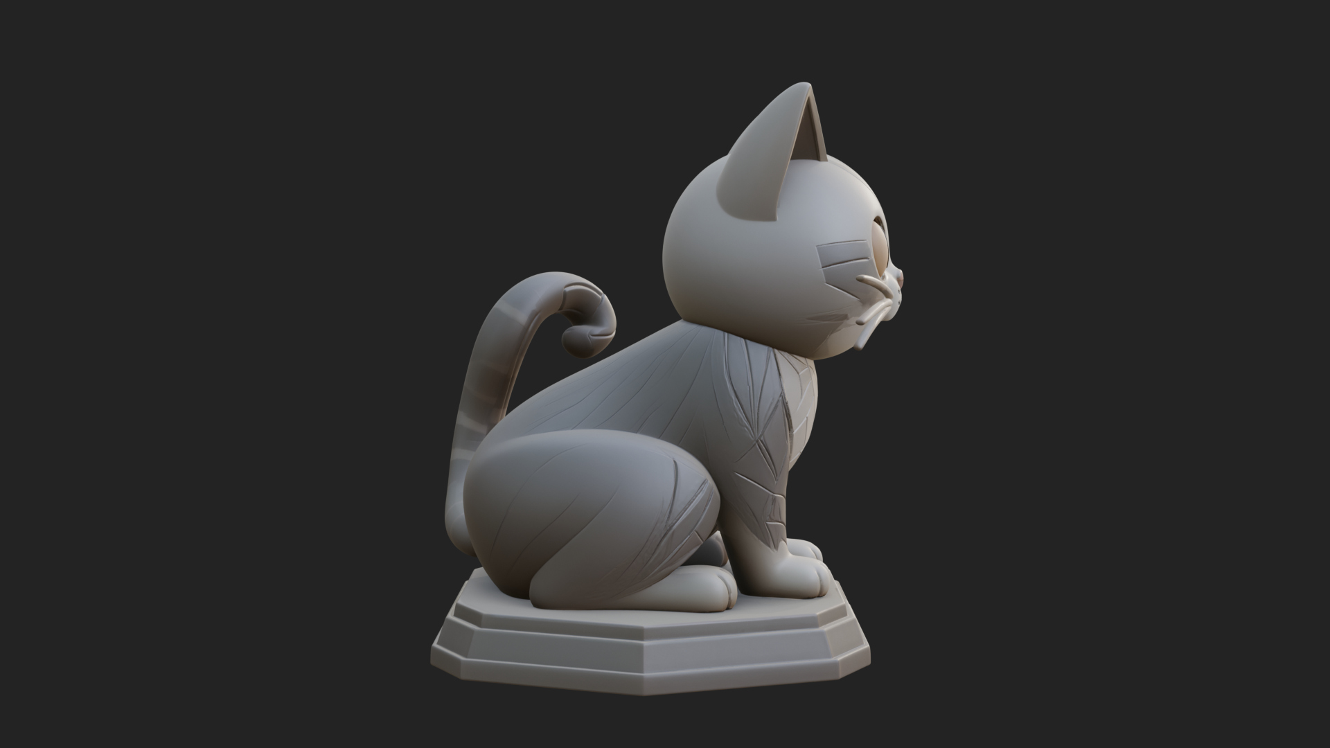 Cute Cartoon Kitten Statue Design 4 3D Print Model 3D Model