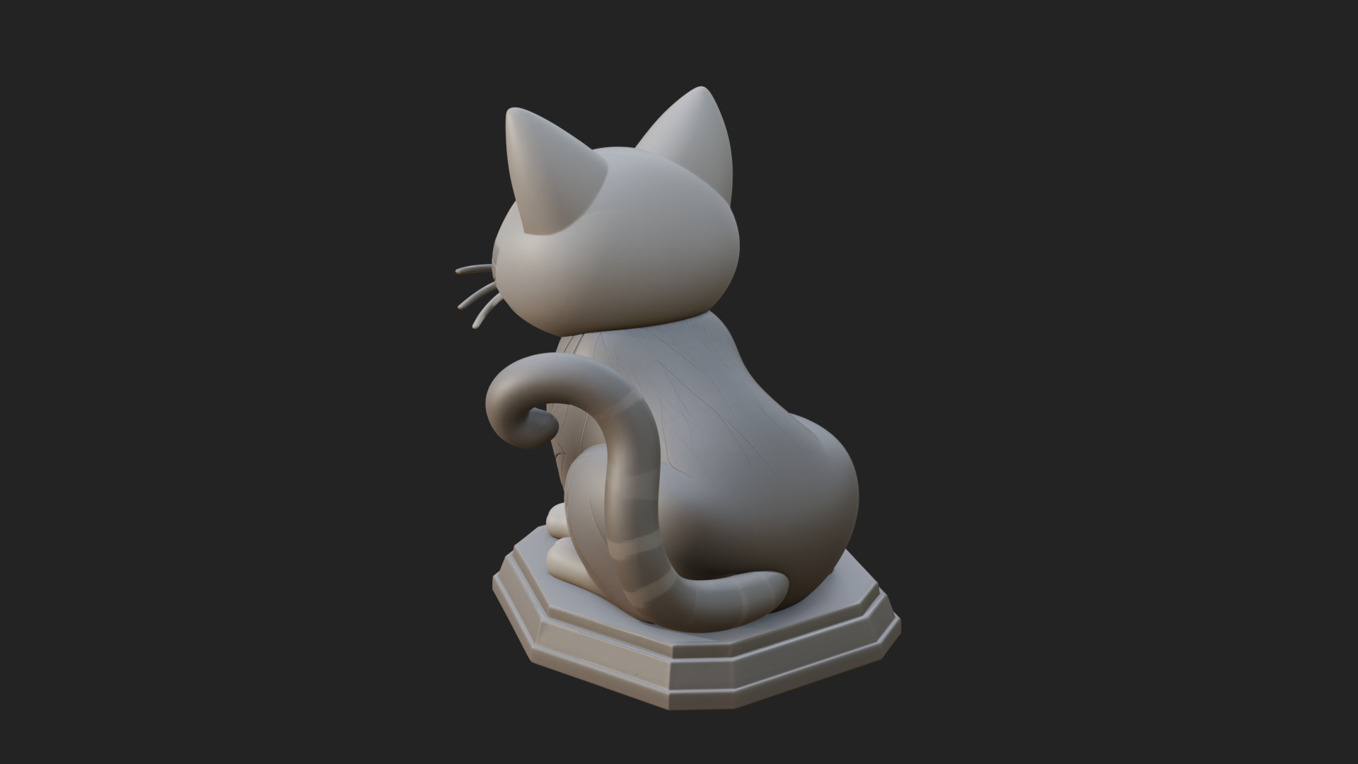 Cute Cartoon Kitten Statue Design 4 3D Print Model 3D Model