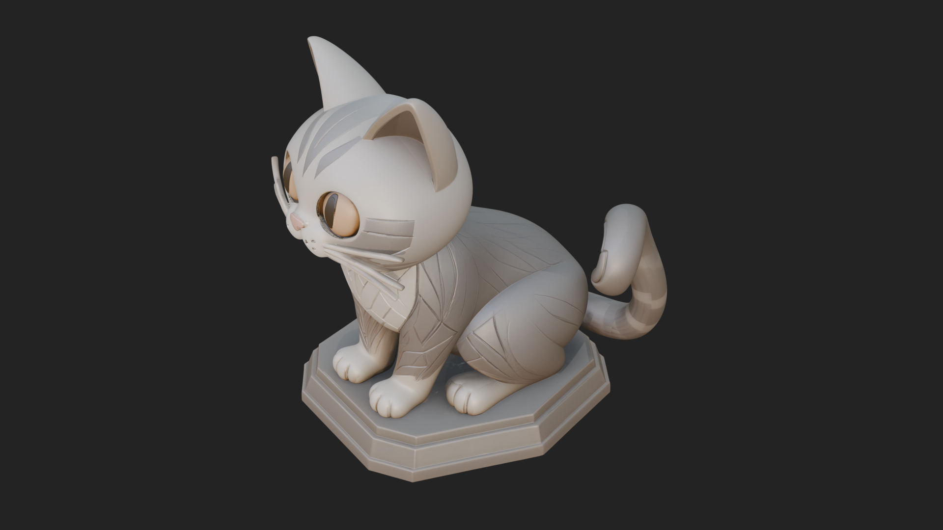 Cute Cartoon Kitten Statue Design 4 3D Print Model 3D Model