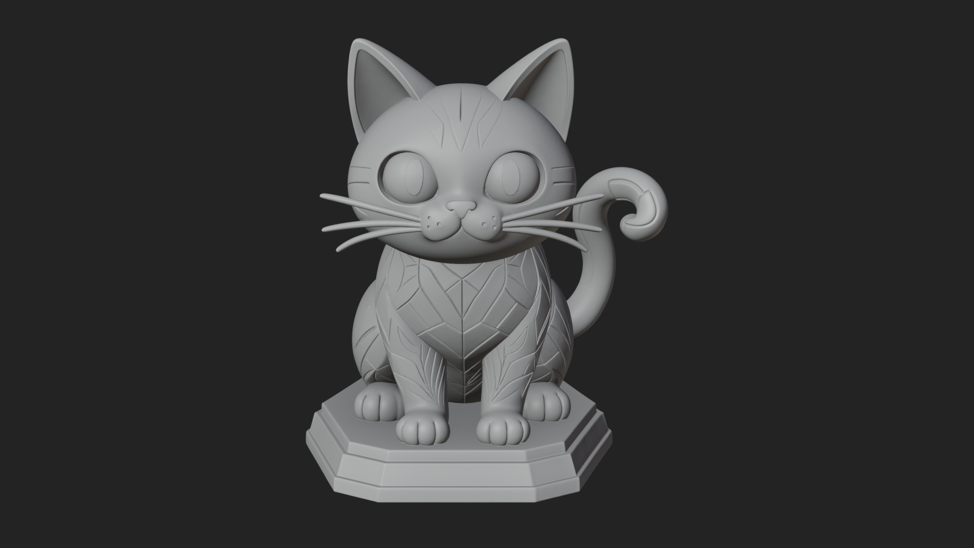 Cute Cartoon Kitten Statue Design 4 3D Print Model 3D Model