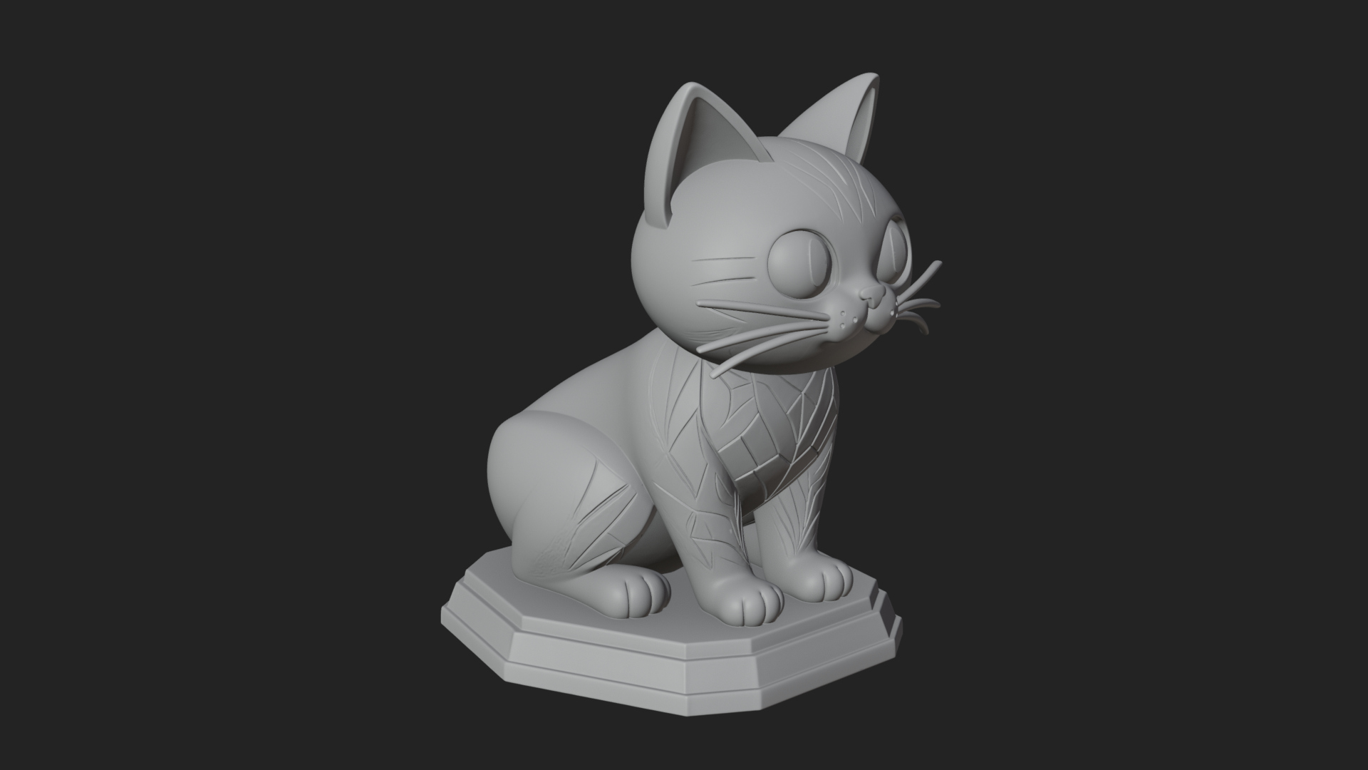 Cute Cartoon Kitten Statue Design 4 3D Print Model 3D Model