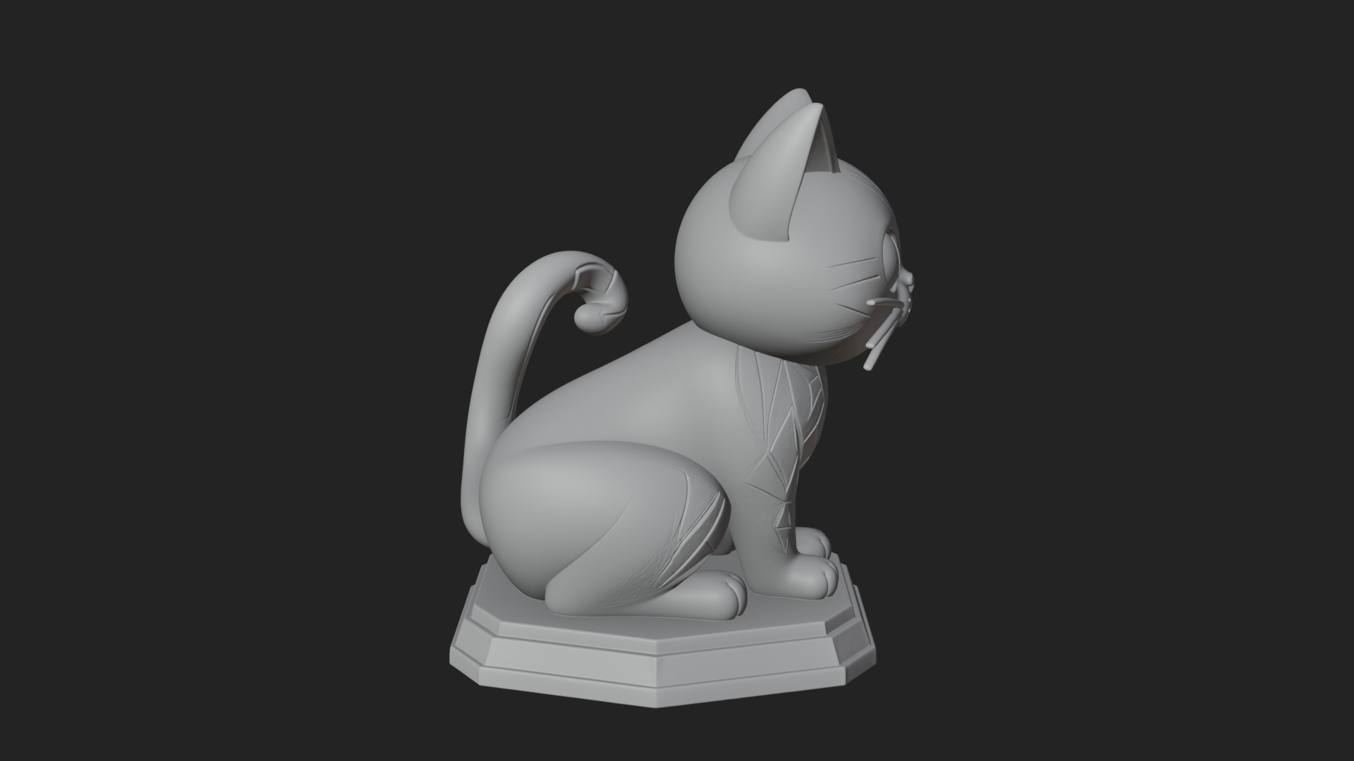 Cute Cartoon Kitten Statue Design 4 3D Print Model 3D Model