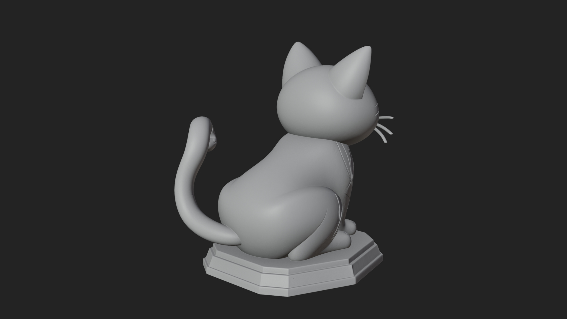 Cute Cartoon Kitten Statue Design 4 3D Print Model 3D Model