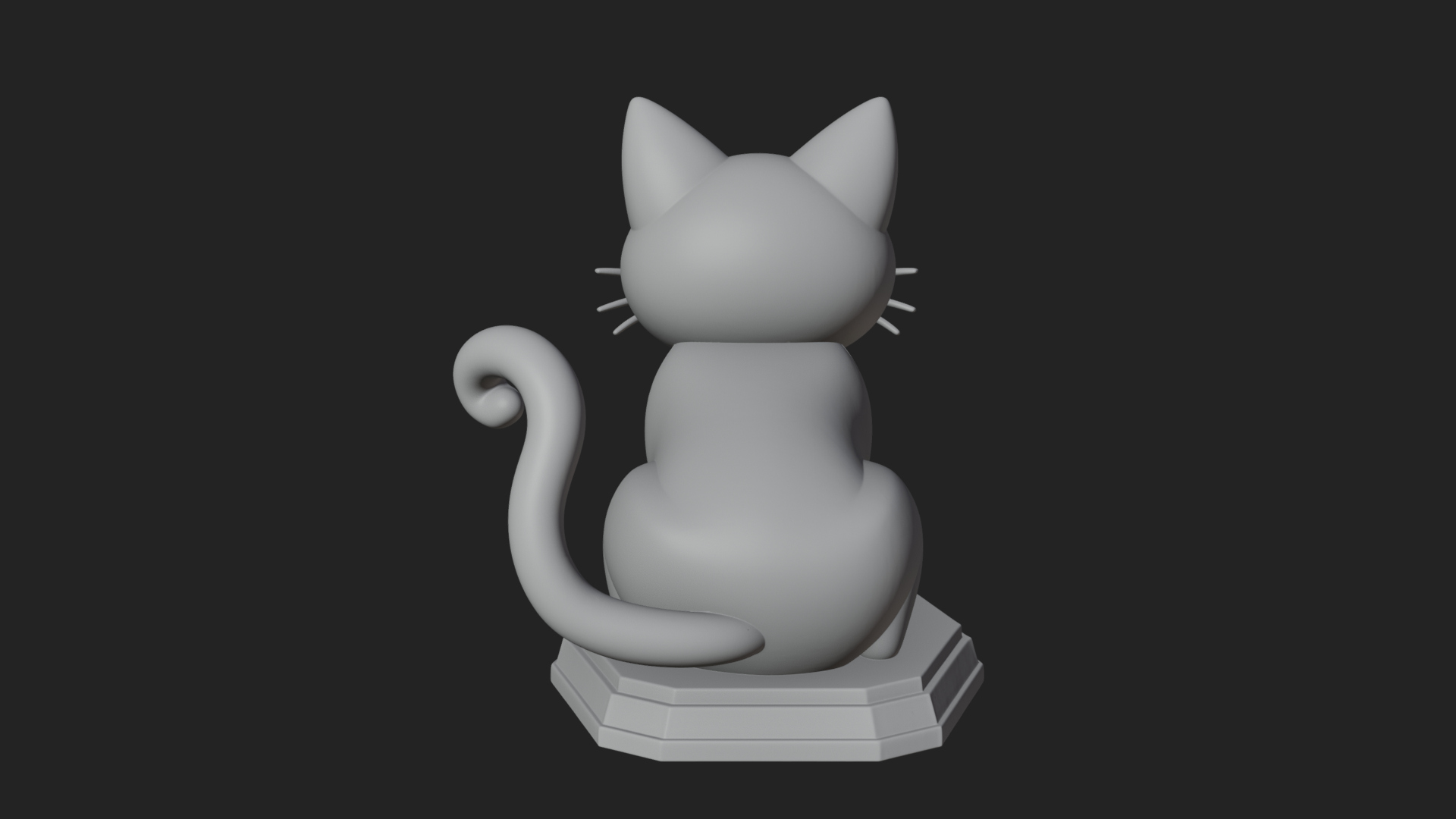 Cute Cartoon Kitten Statue Design 4 3D Print Model 3D Model