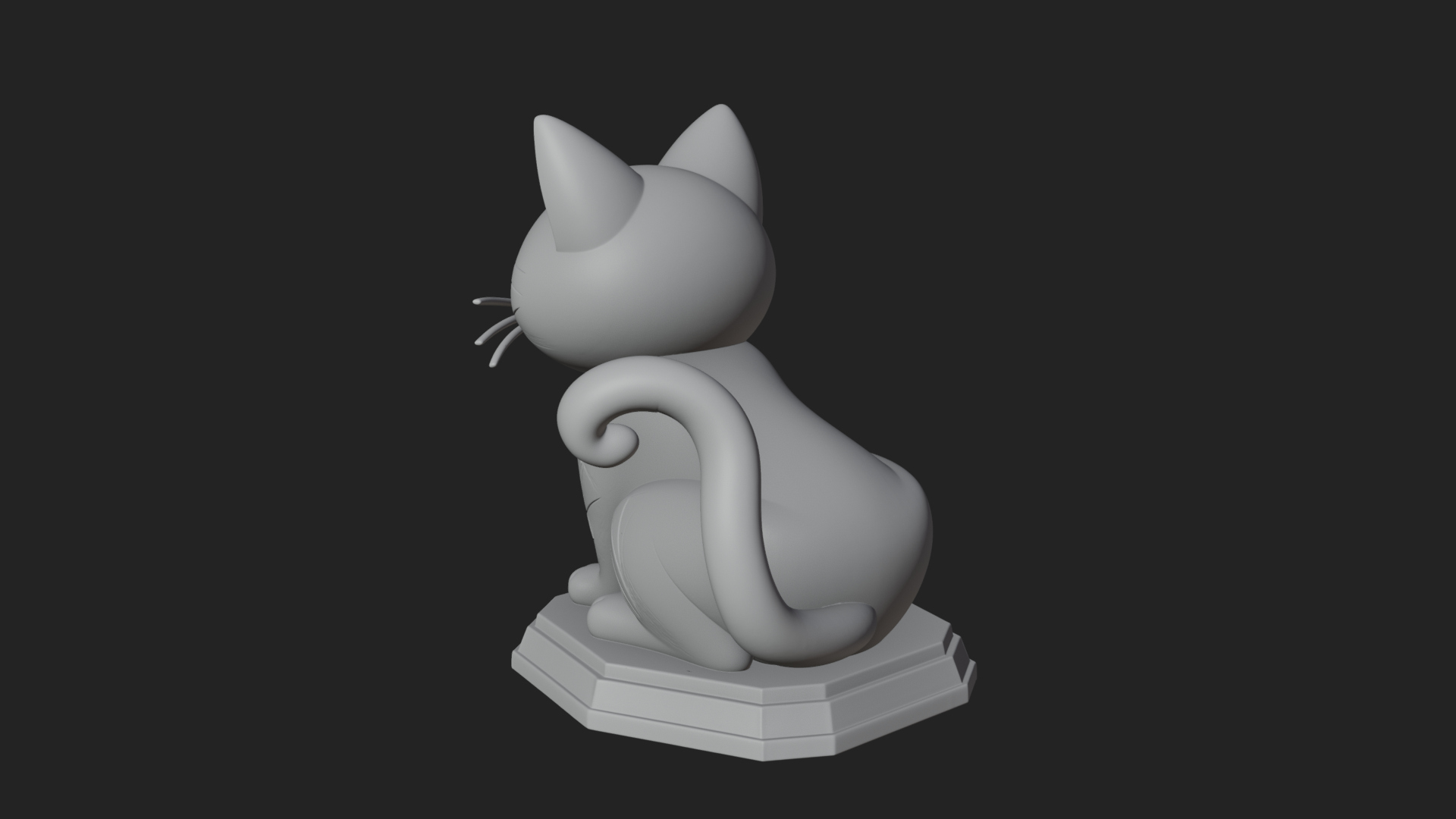 Cute Cartoon Kitten Statue Design 4 3D Print Model 3D Model