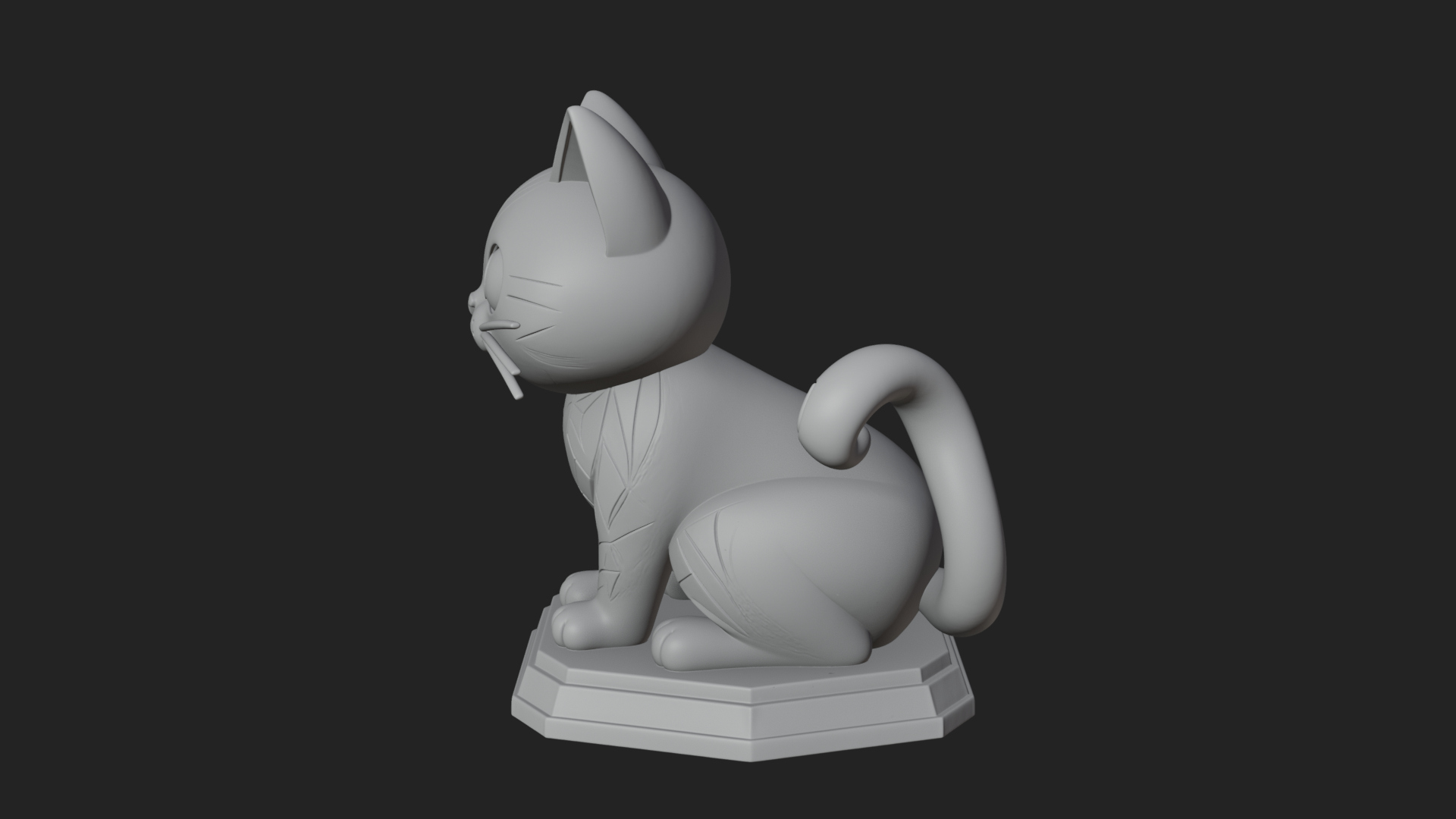 Cute Cartoon Kitten Statue Design 4 3D Print Model 3D Model