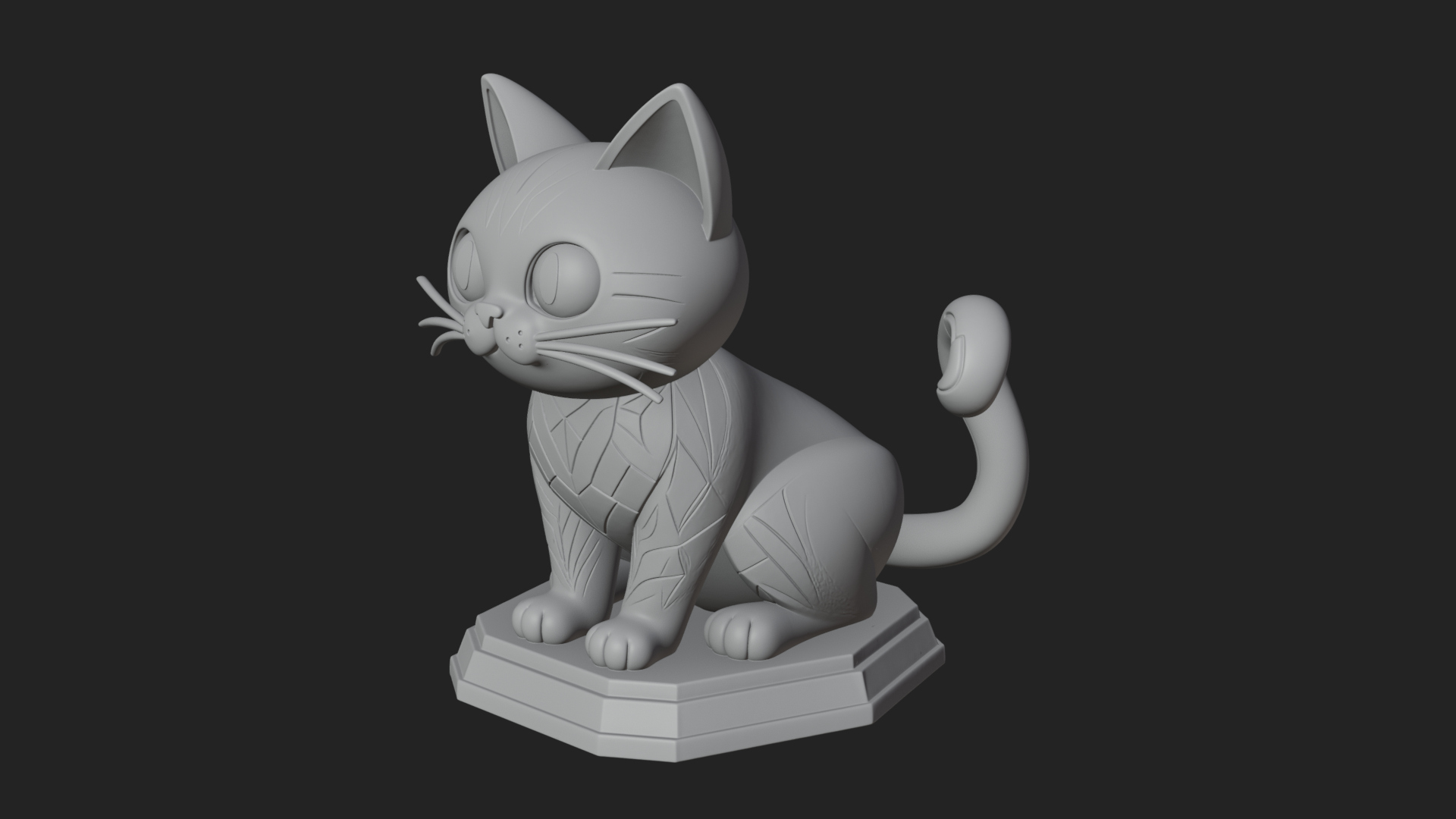 Cute Cartoon Kitten Statue Design 4 3D Print Model 3D Model