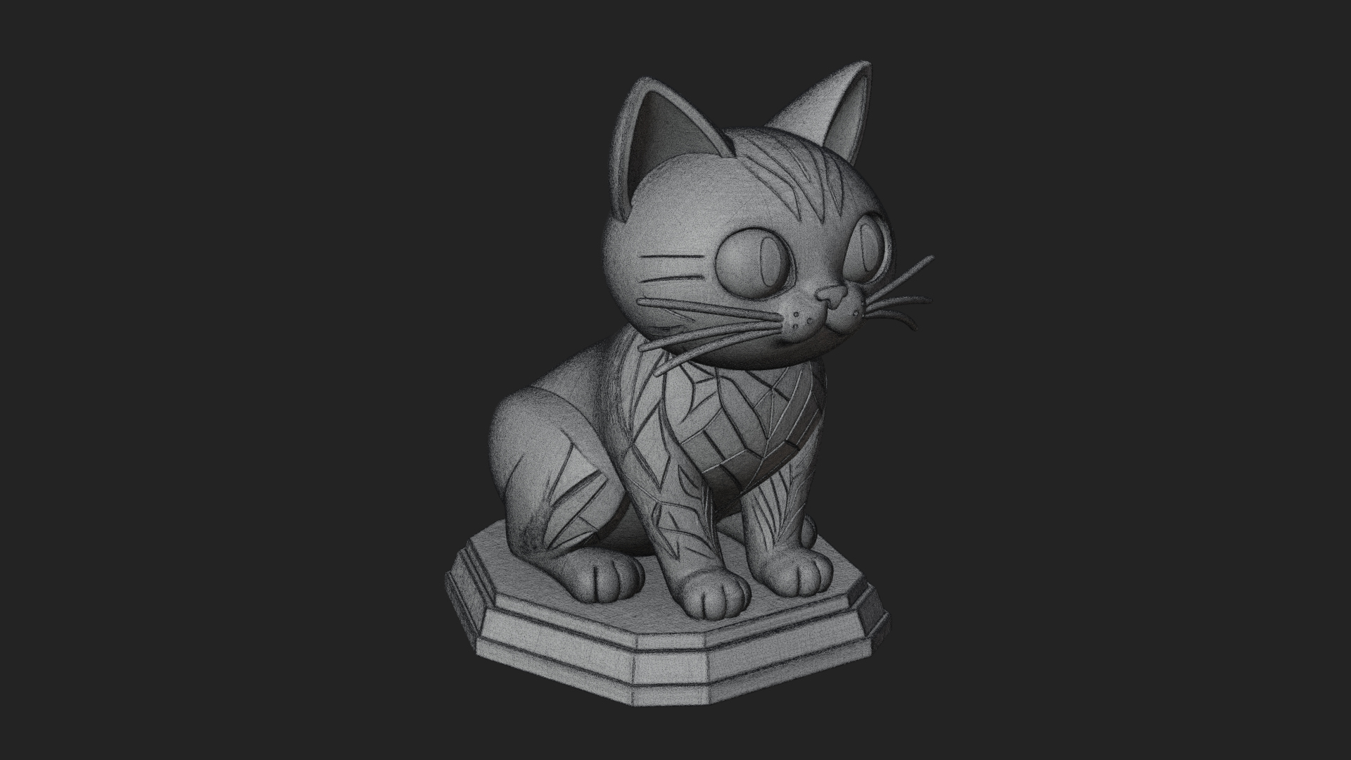 Cute Cartoon Kitten Statue Design 4 3D Print Model 3D Model
