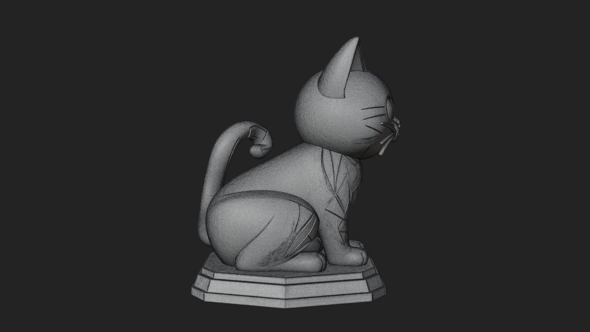 Cute Cartoon Kitten Statue Design 4 3D Print Model 3D Model