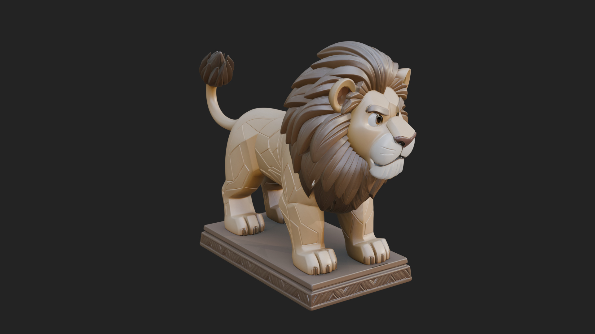 Cute Cartoon Lion Statue Design 1 3D Print Model 3D Model