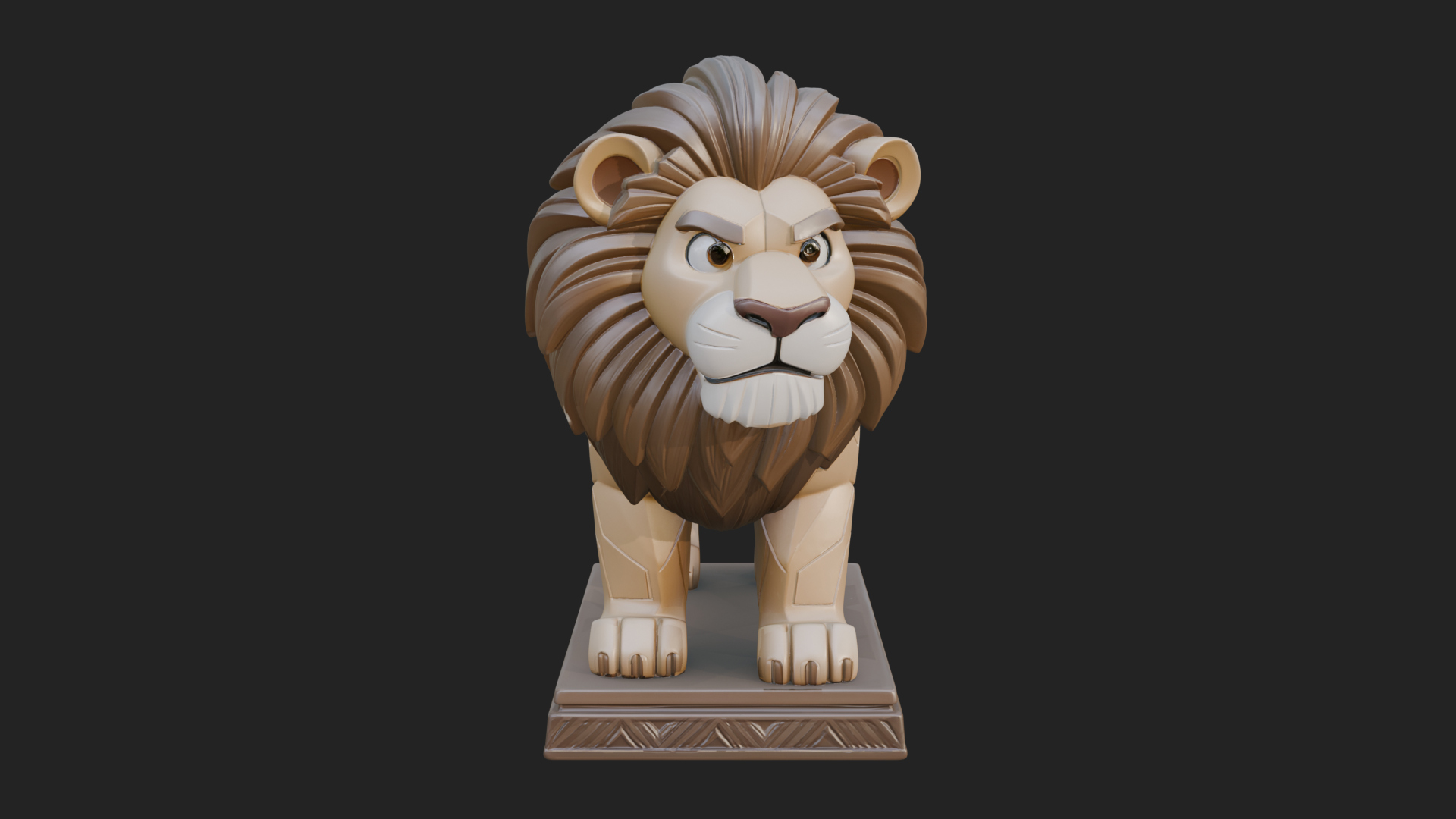 Cute Cartoon Lion Statue Design 1 3D Print Model 3D Model