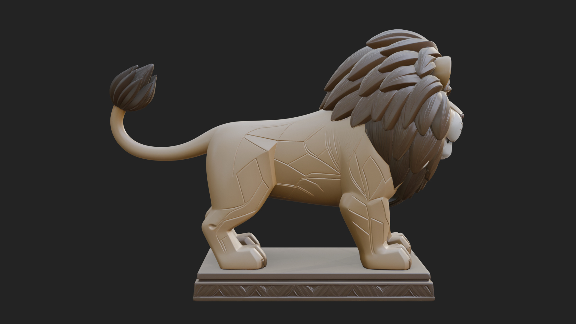 Cute Cartoon Lion Statue Design 1 3D Print Model 3D Model