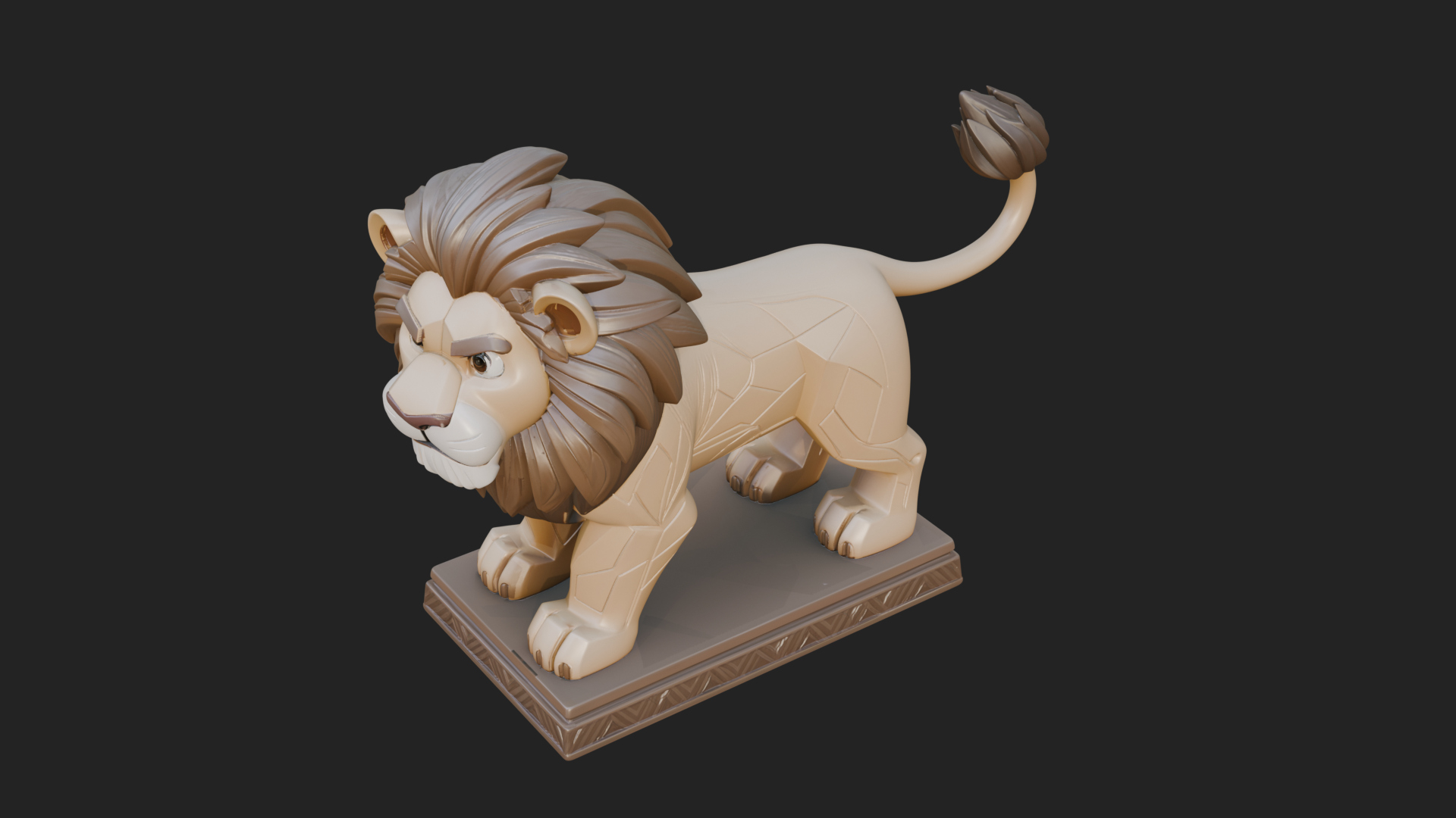 Cute Cartoon Lion Statue Design 1 3D Print Model 3D Model