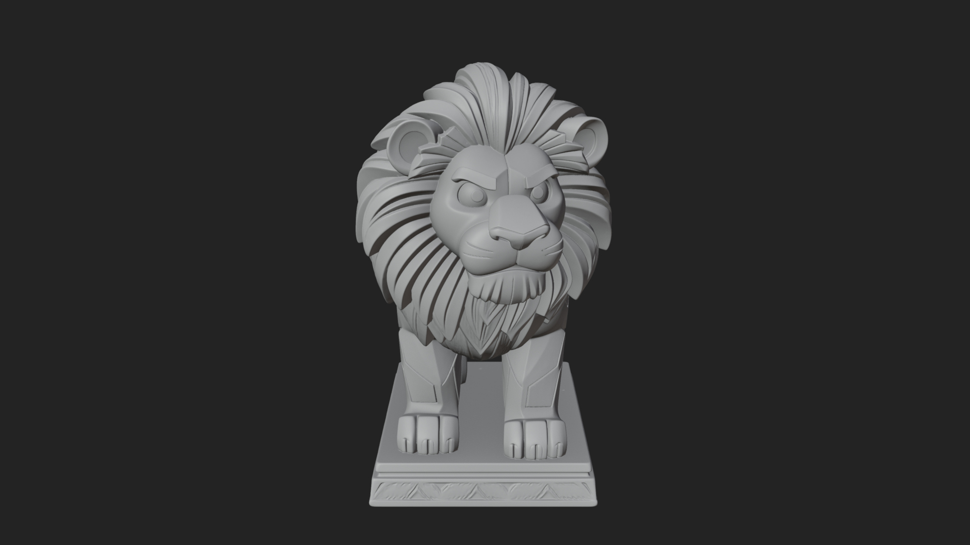 Cute Cartoon Lion Statue Design 1 3D Print Model 3D Model