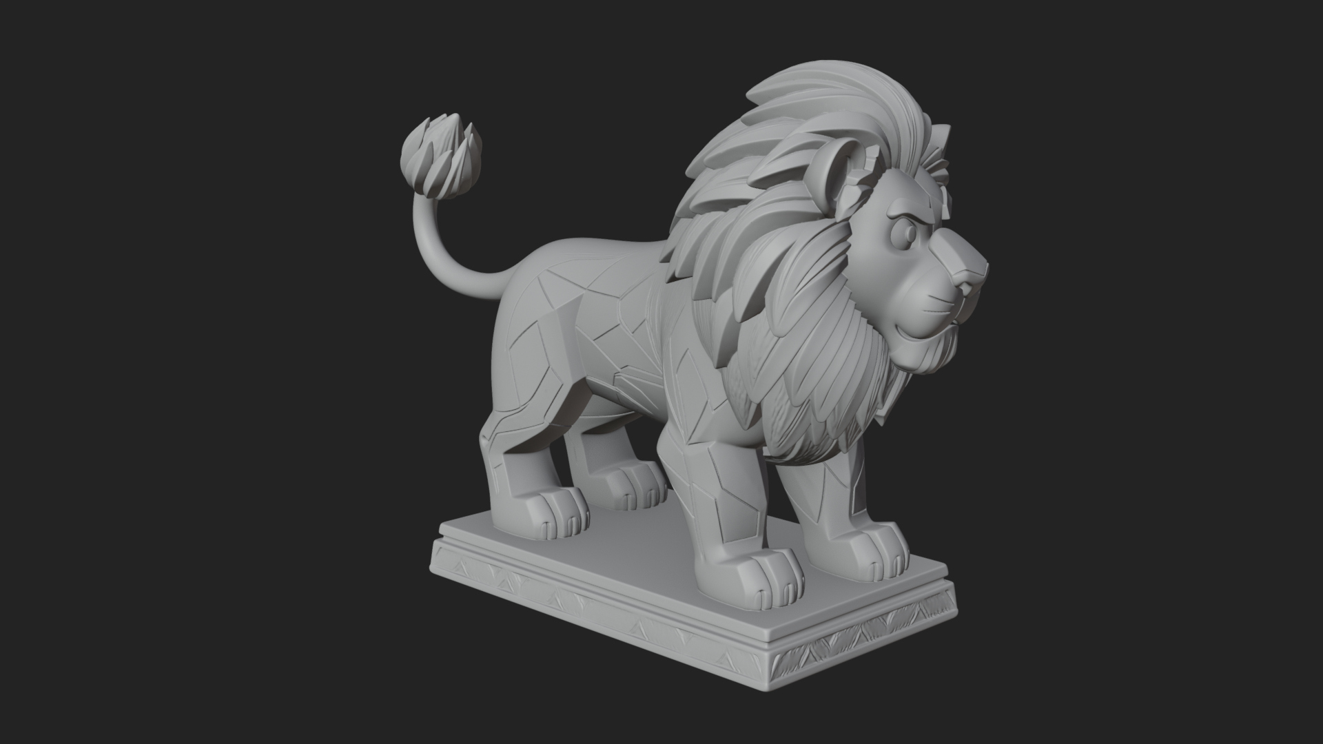 Cute Cartoon Lion Statue Design 1 3D Print Model 3D Model