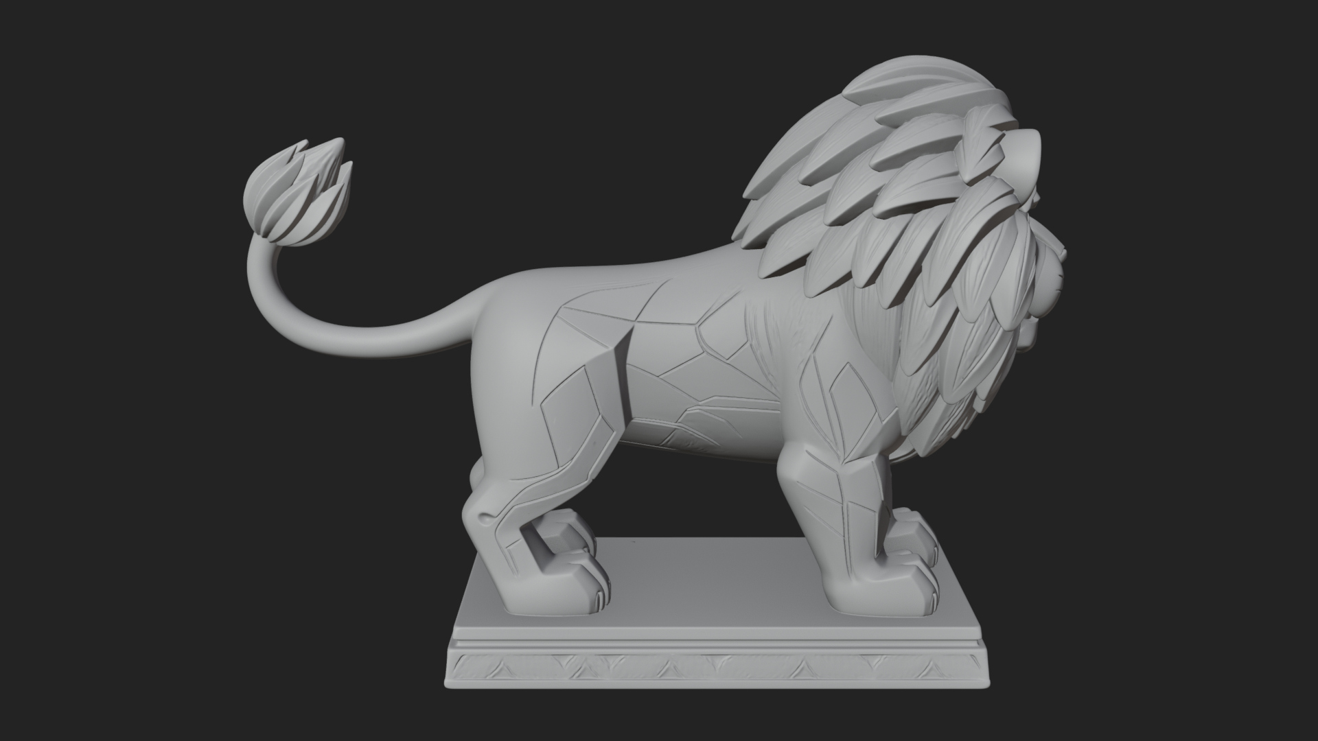 Cute Cartoon Lion Statue Design 1 3D Print Model 3D Model