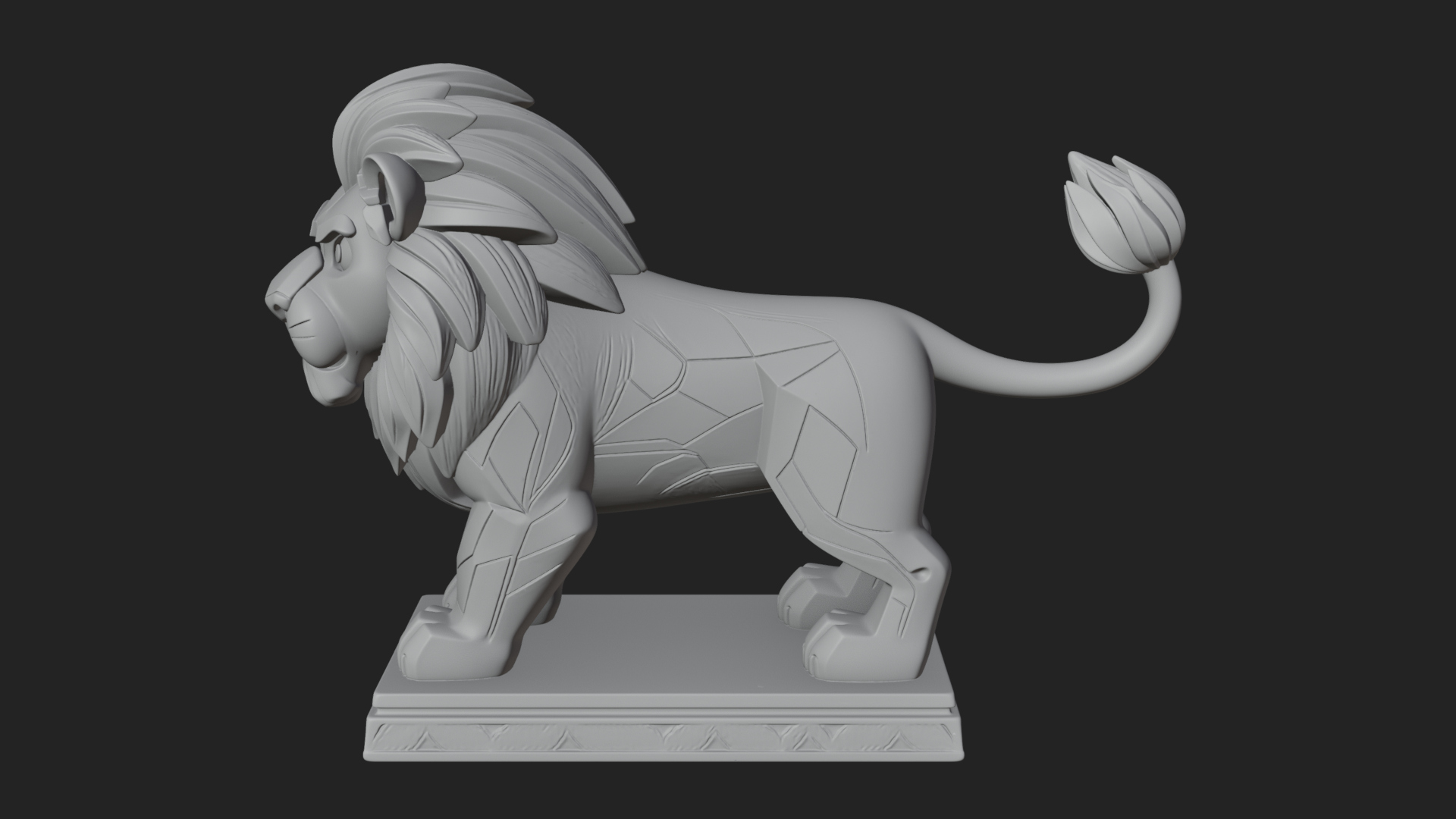 Cute Cartoon Lion Statue Design 1 3D Print Model 3D Model