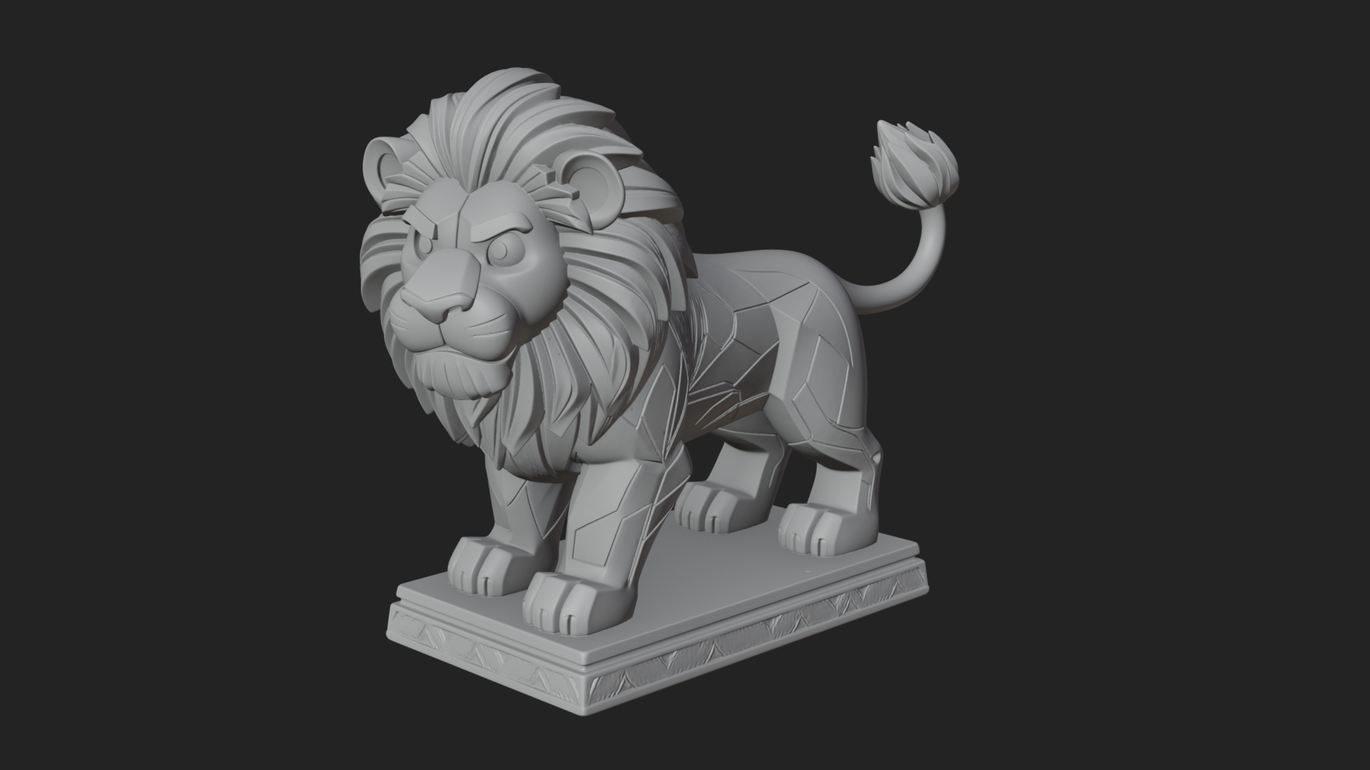 Cute Cartoon Lion Statue Design 1 3D Print Model 3D Model