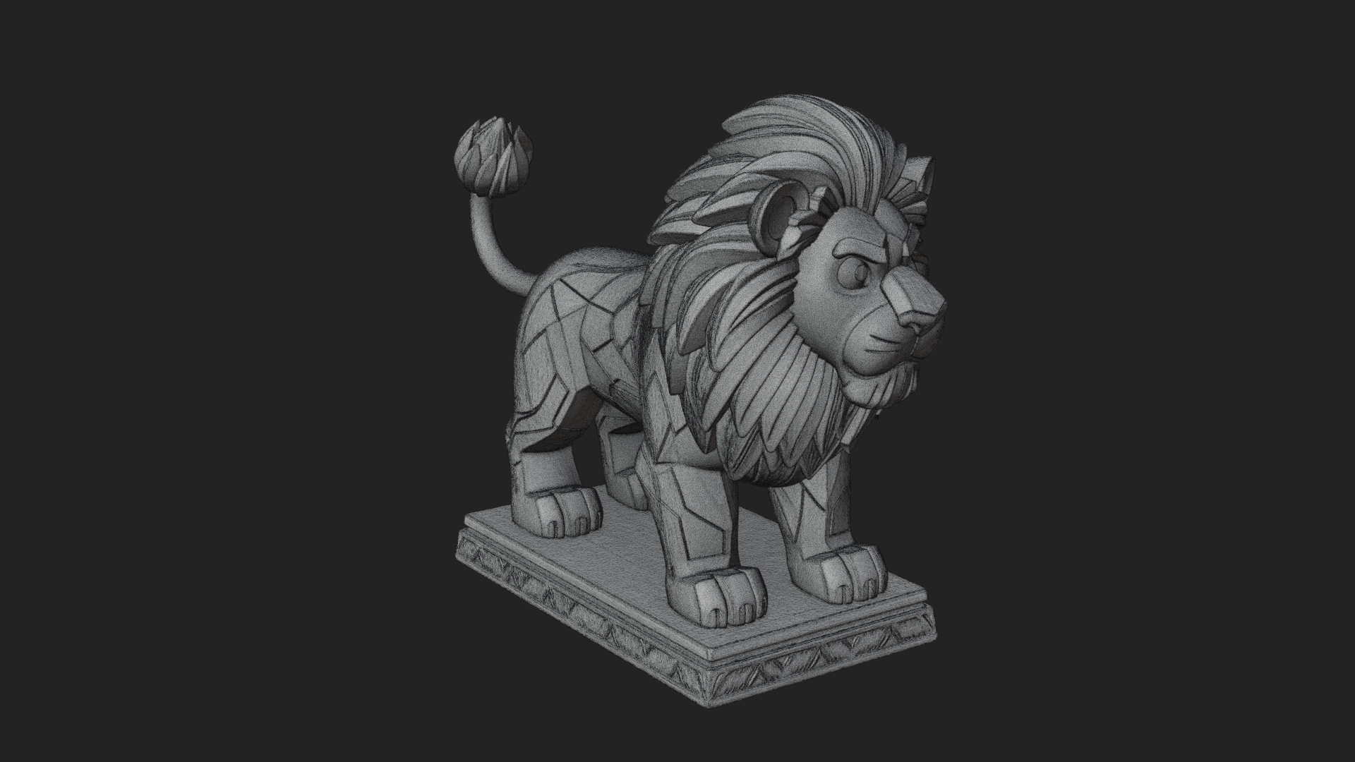 Cute Cartoon Lion Statue Design 1 3D Print Model 3D Model