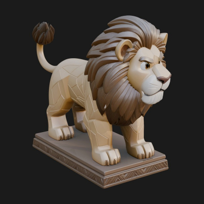 Cute Cartoon Lion Statue Design 1 3D Print Model