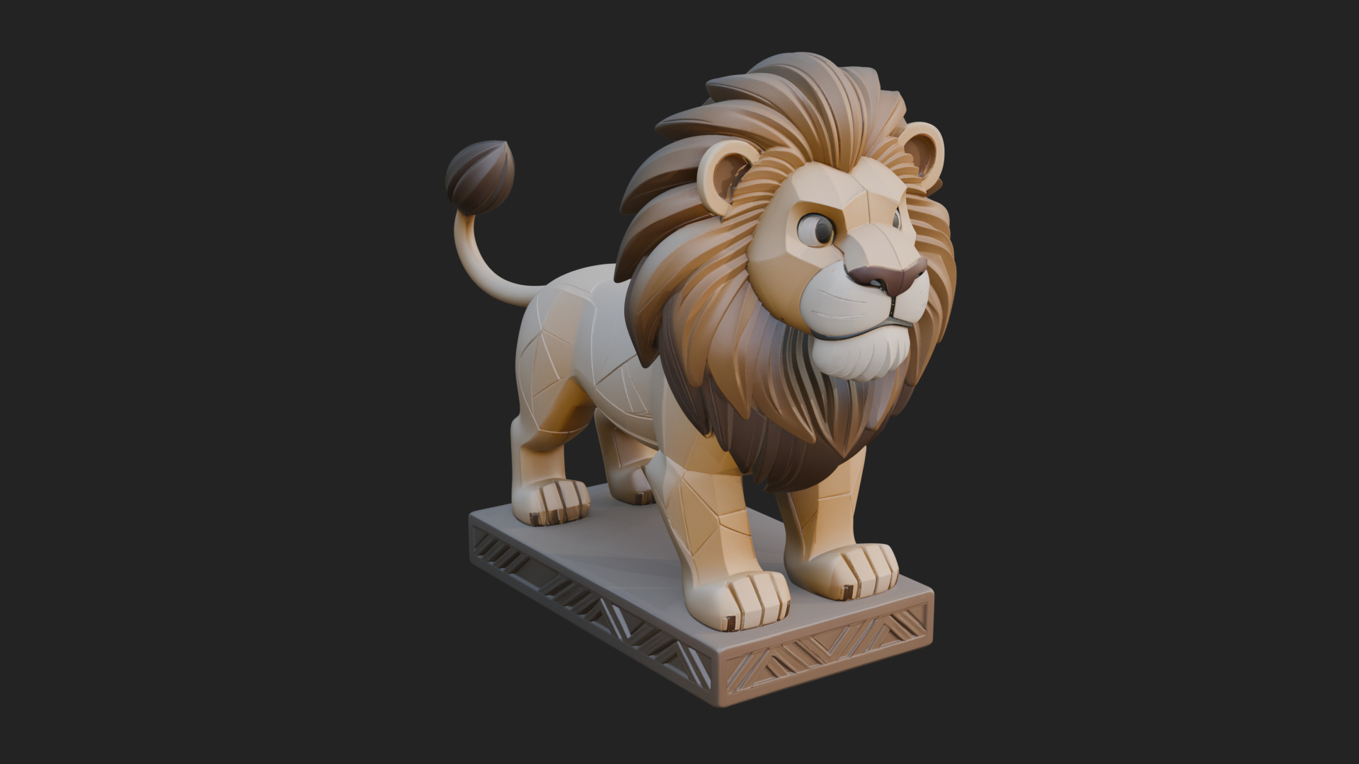 Cute Cartoon Lion Statue Design 2 3D Print Model 3D Model