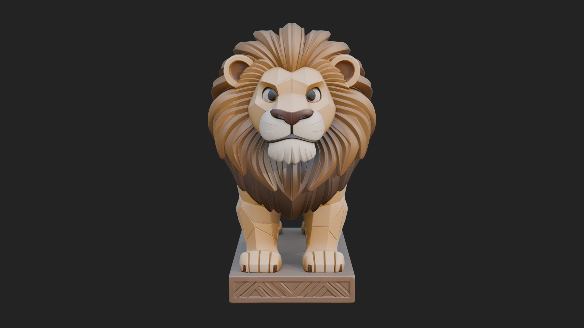 Cute Cartoon Lion Statue Design 2 3D Print Model 3D Model