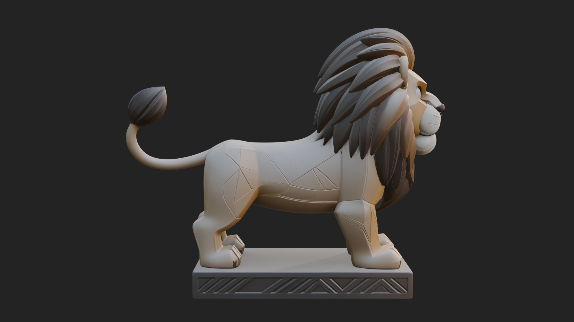 Cute Cartoon Lion Statue Design 2 3D Print Model 3D Model