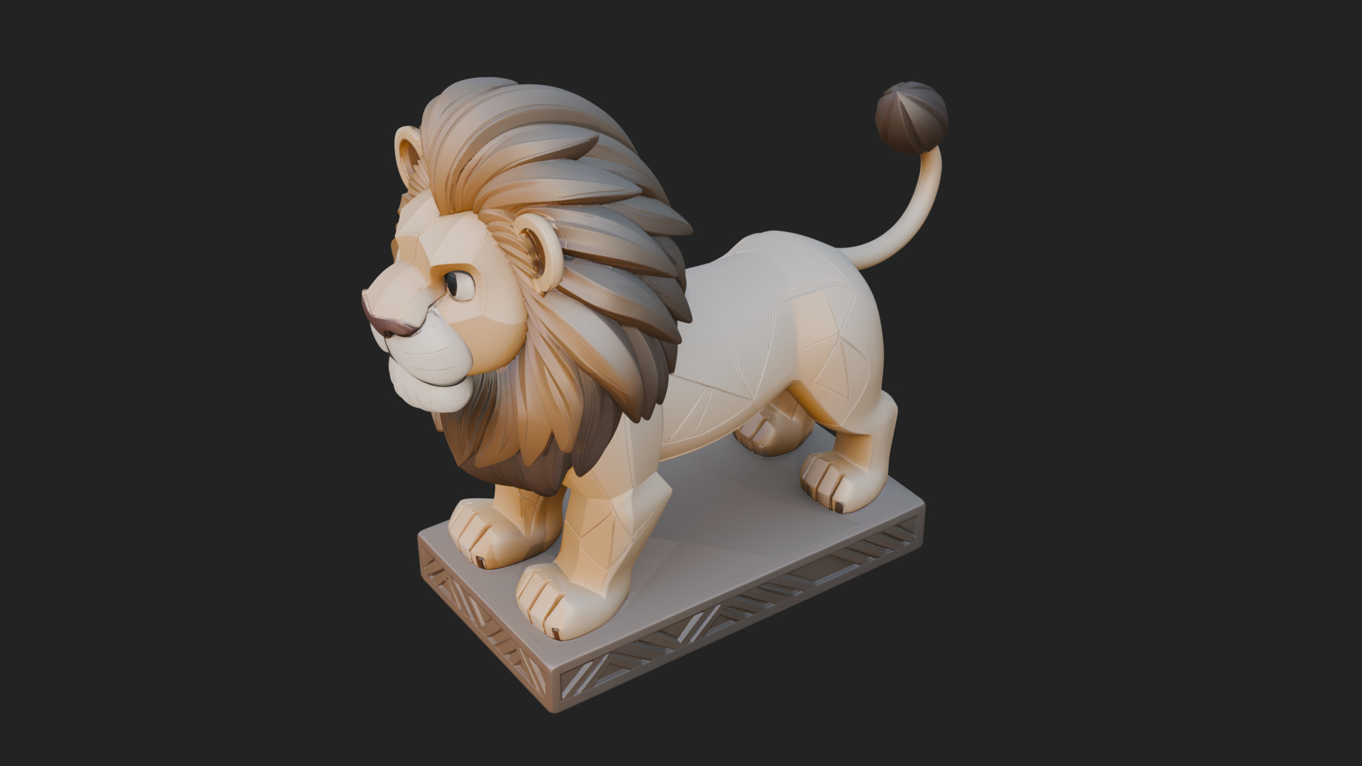 Cute Cartoon Lion Statue Design 2 3D Print Model 3D Model