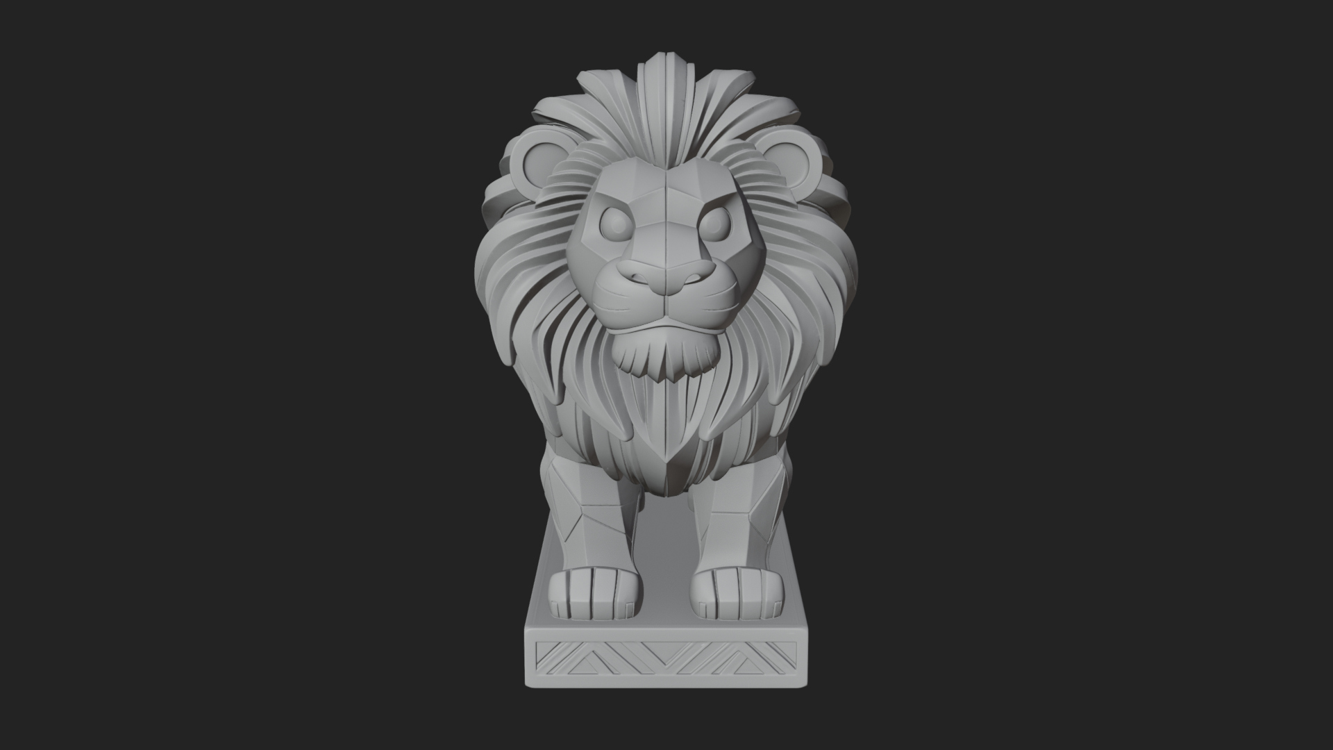 Cute Cartoon Lion Statue Design 2 3D Print Model 3D Model