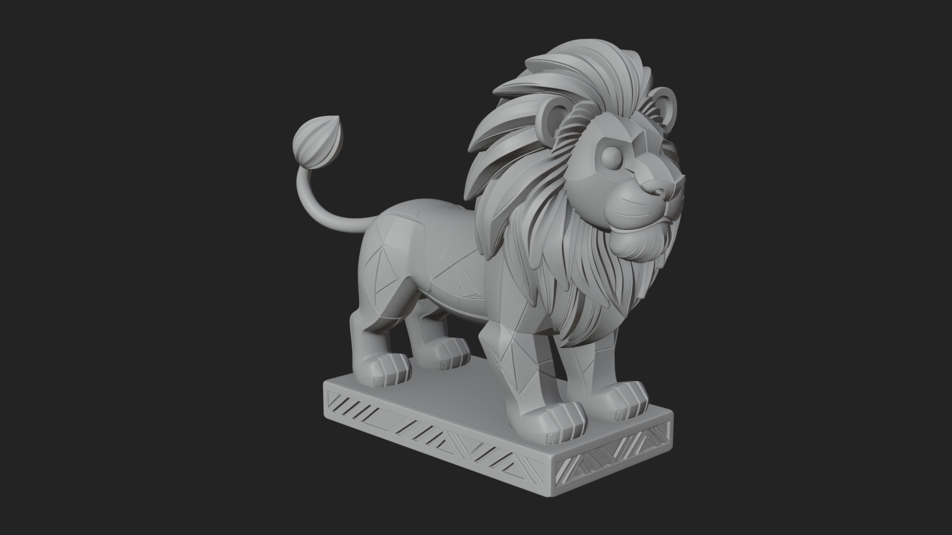 Cute Cartoon Lion Statue Design 2 3D Print Model 3D Model