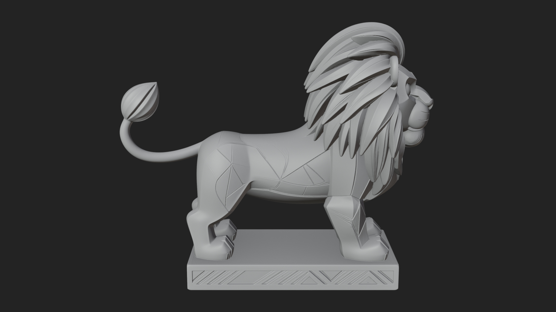 Cute Cartoon Lion Statue Design 2 3D Print Model 3D Model
