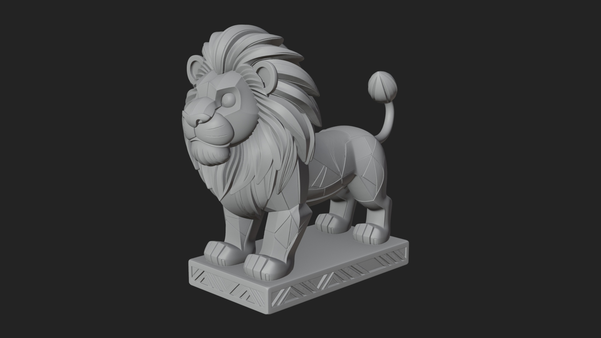 Cute Cartoon Lion Statue Design 2 3D Print Model 3D Model