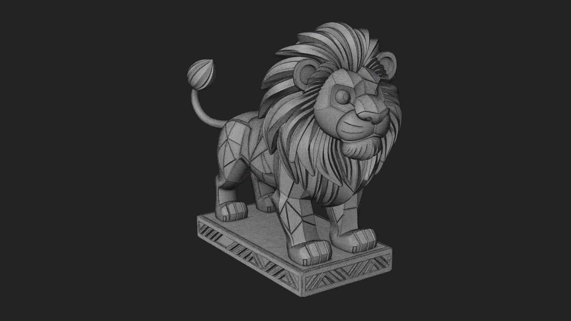Cute Cartoon Lion Statue Design 2 3D Print Model 3D Model
