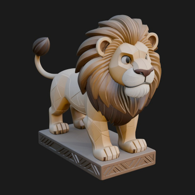 Cute Cartoon Lion Statue Design 2 3D Print Model