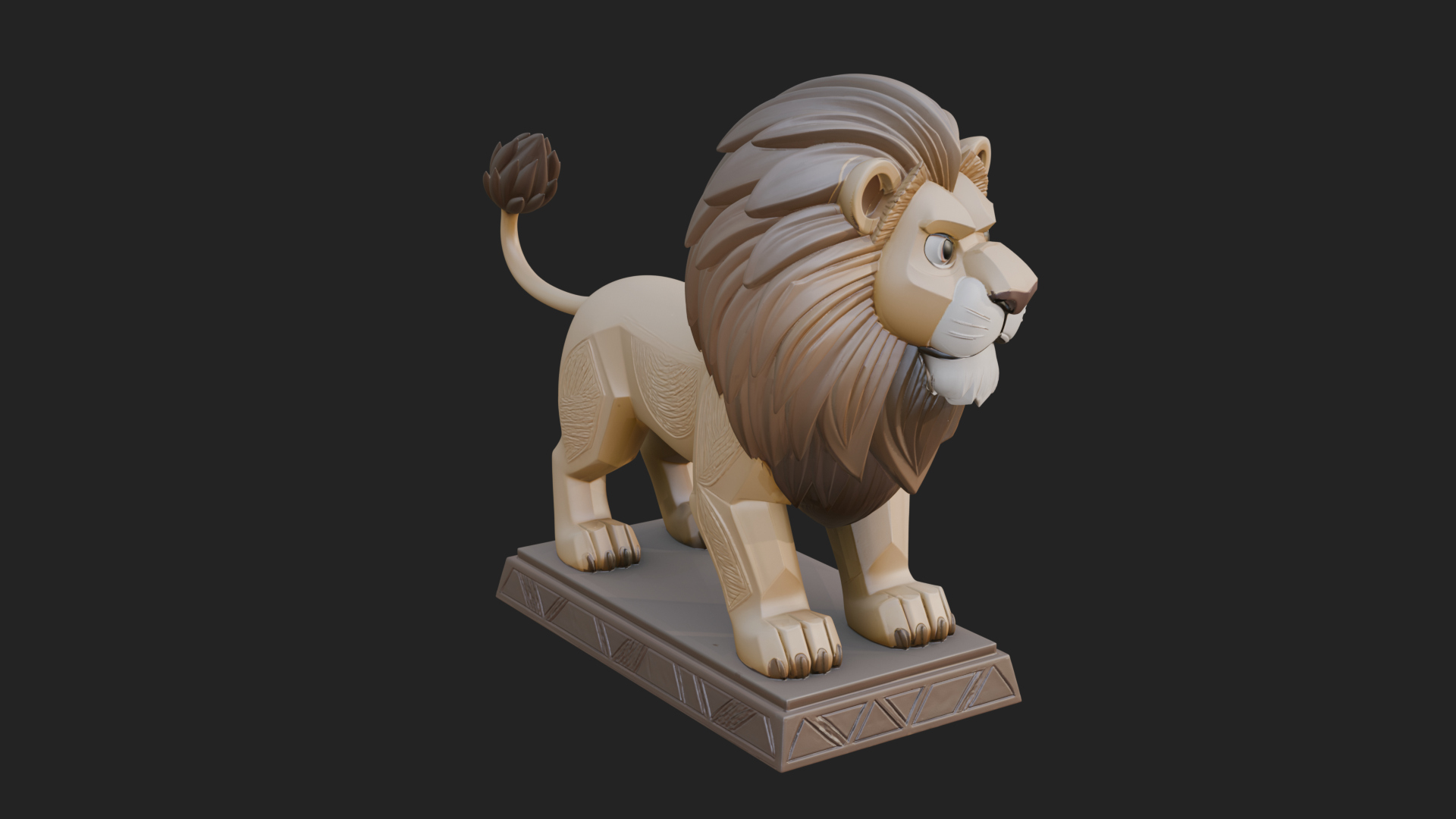 Cute Cartoon Lion Statue Design 3 3D Print Model 3D Model