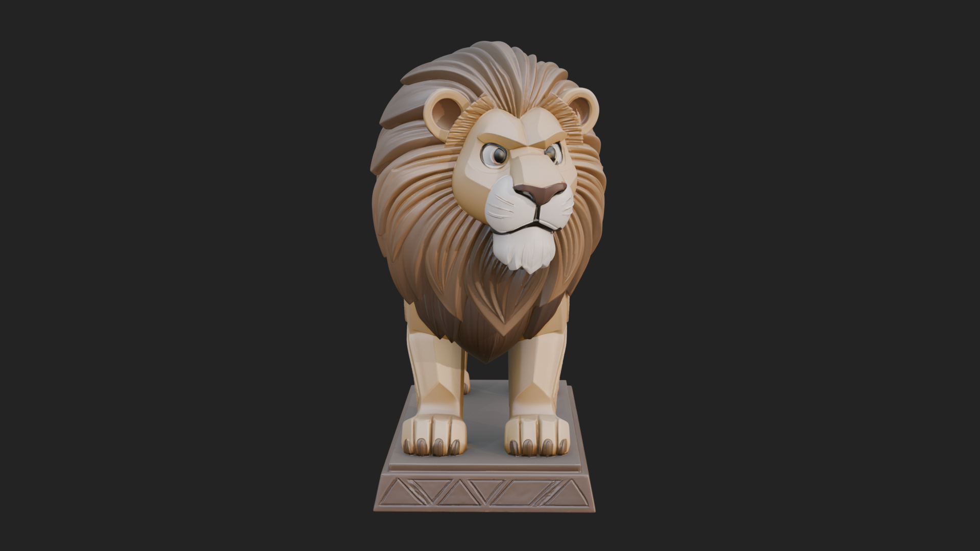 Cute Cartoon Lion Statue Design 3 3D Print Model 3D Model