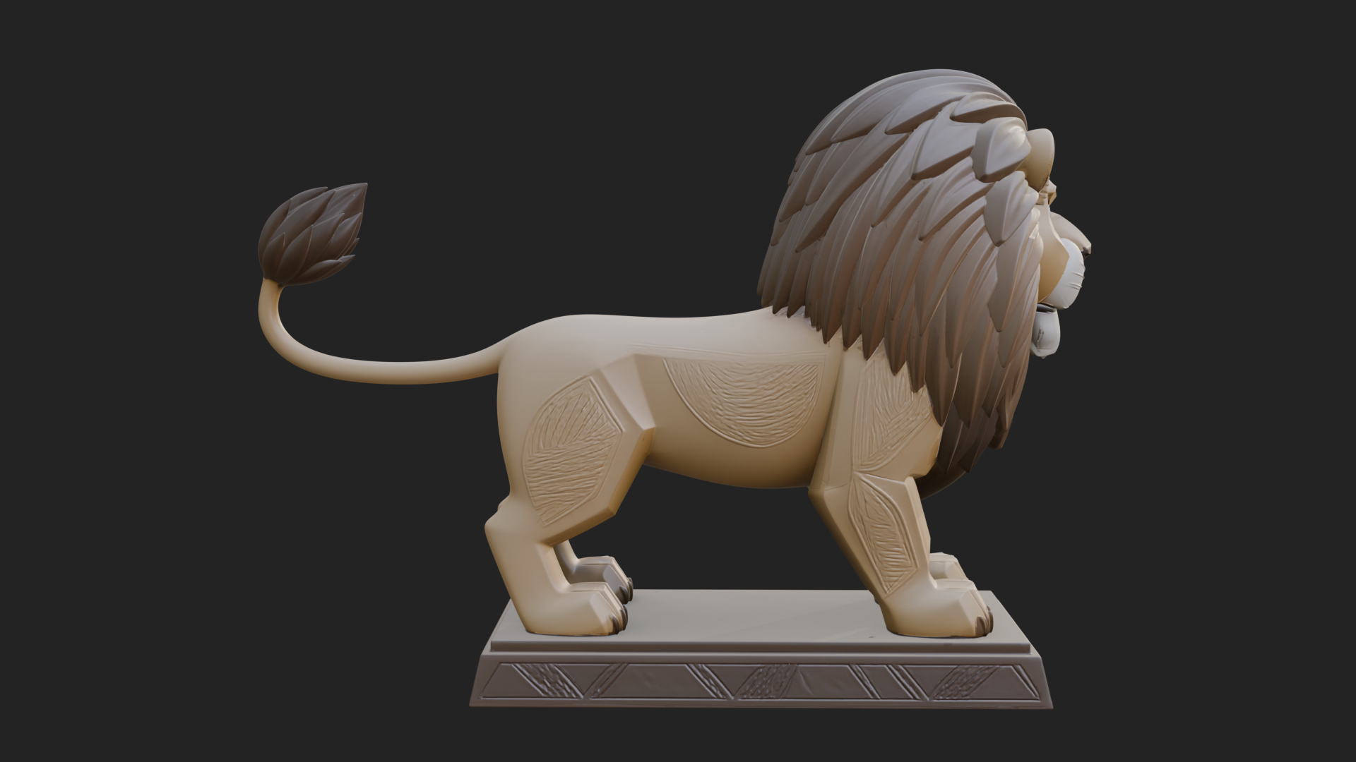 Cute Cartoon Lion Statue Design 3 3D Print Model 3D Model