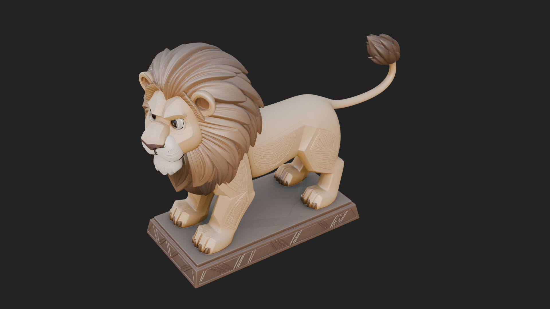 Cute Cartoon Lion Statue Design 3 3D Print Model 3D Model