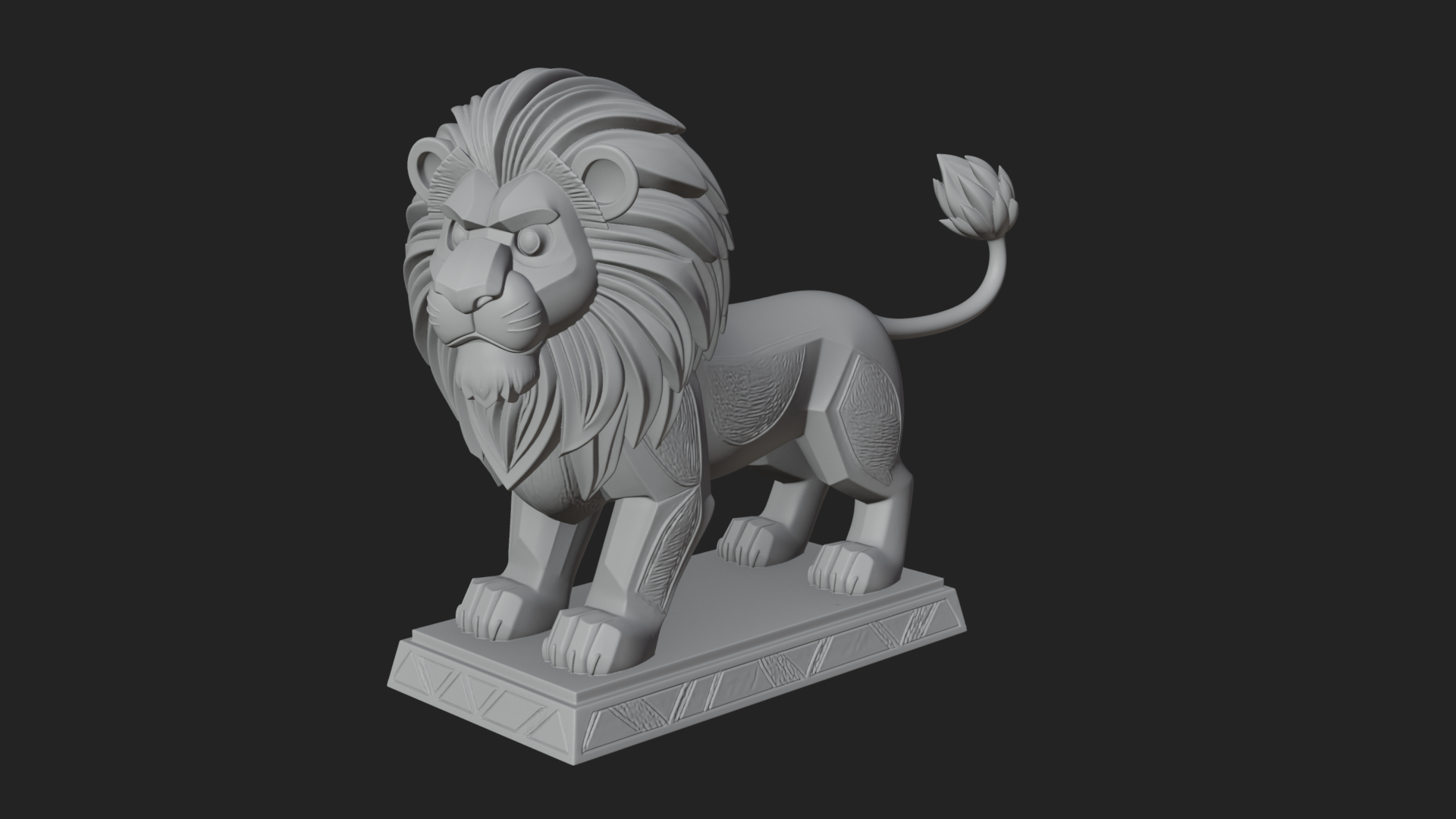 Cute Cartoon Lion Statue Design 3 3D Print Model 3D Model