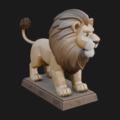 Cute Cartoon Lion Statue Design 3 3D Print Model