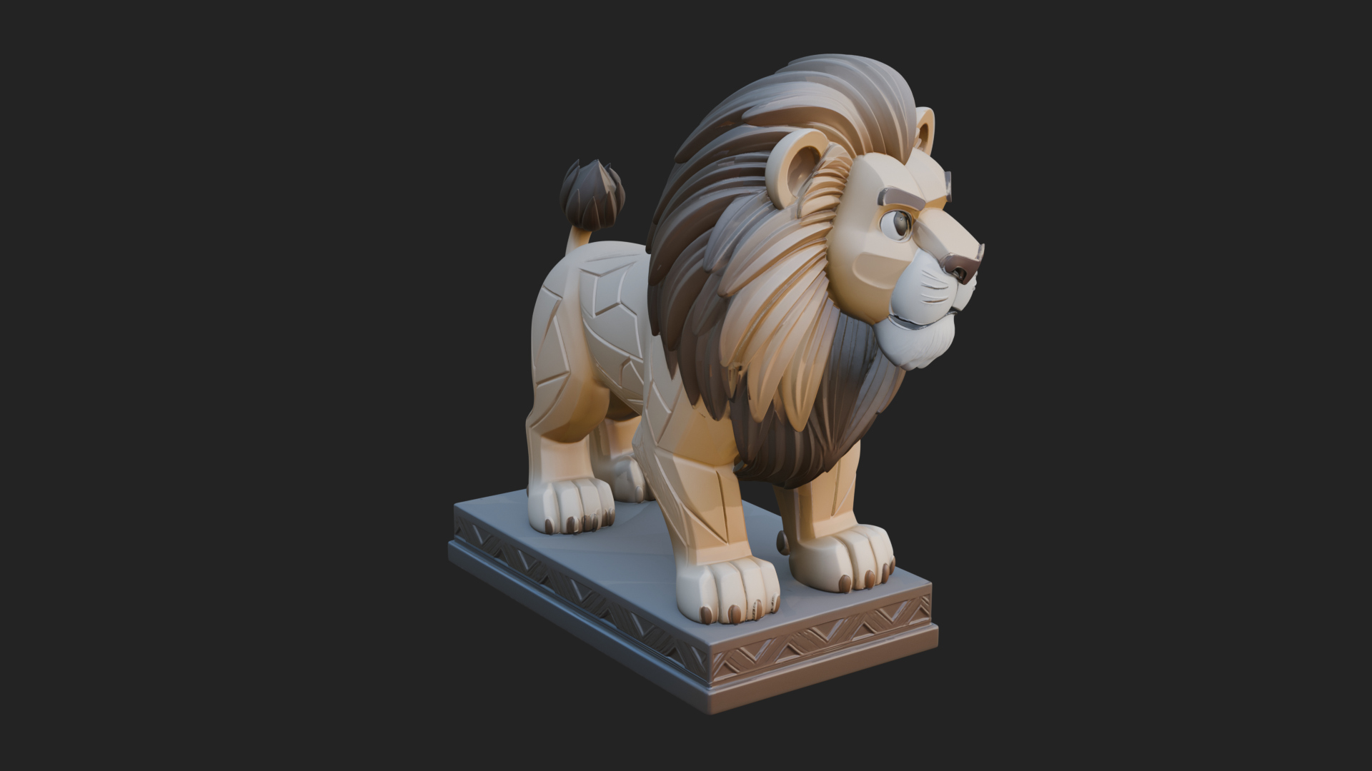 Cute Cartoon Lion Statue Design 4 3D Print Model 3D Model