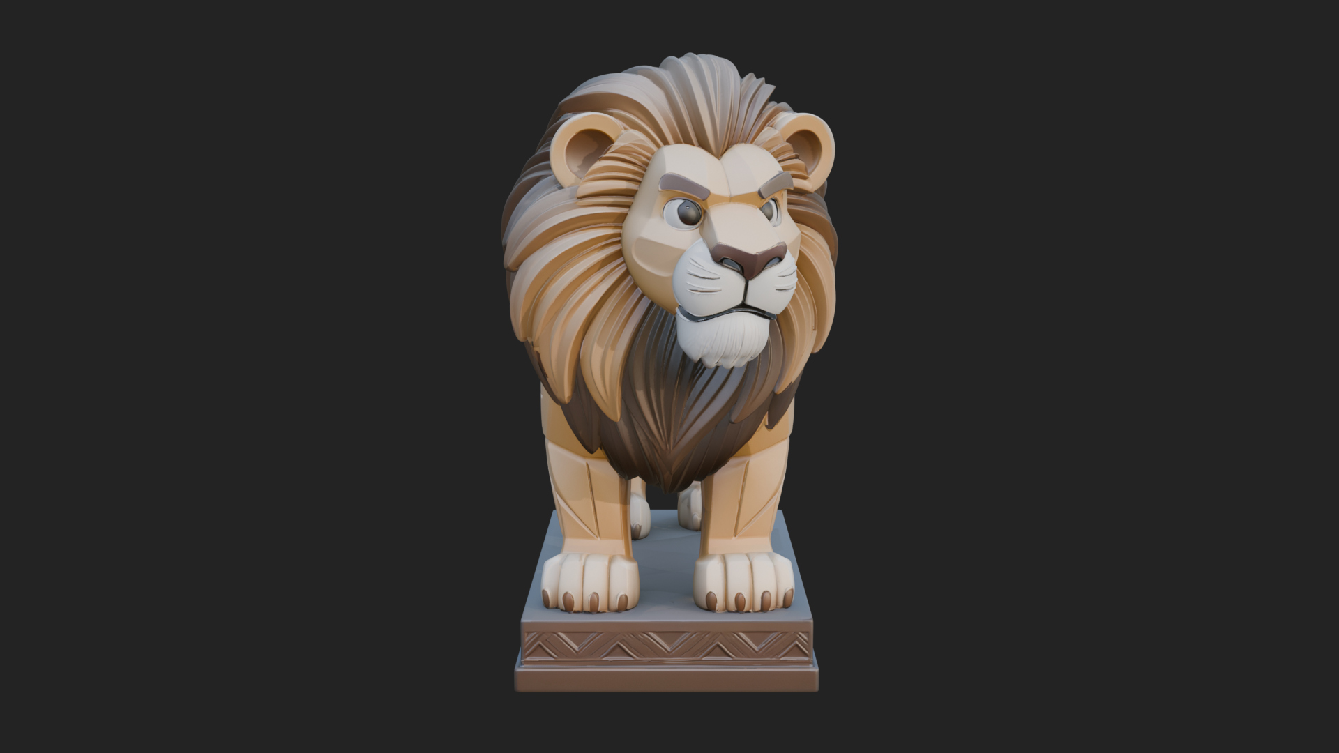 Cute Cartoon Lion Statue Design 4 3D Print Model 3D Model
