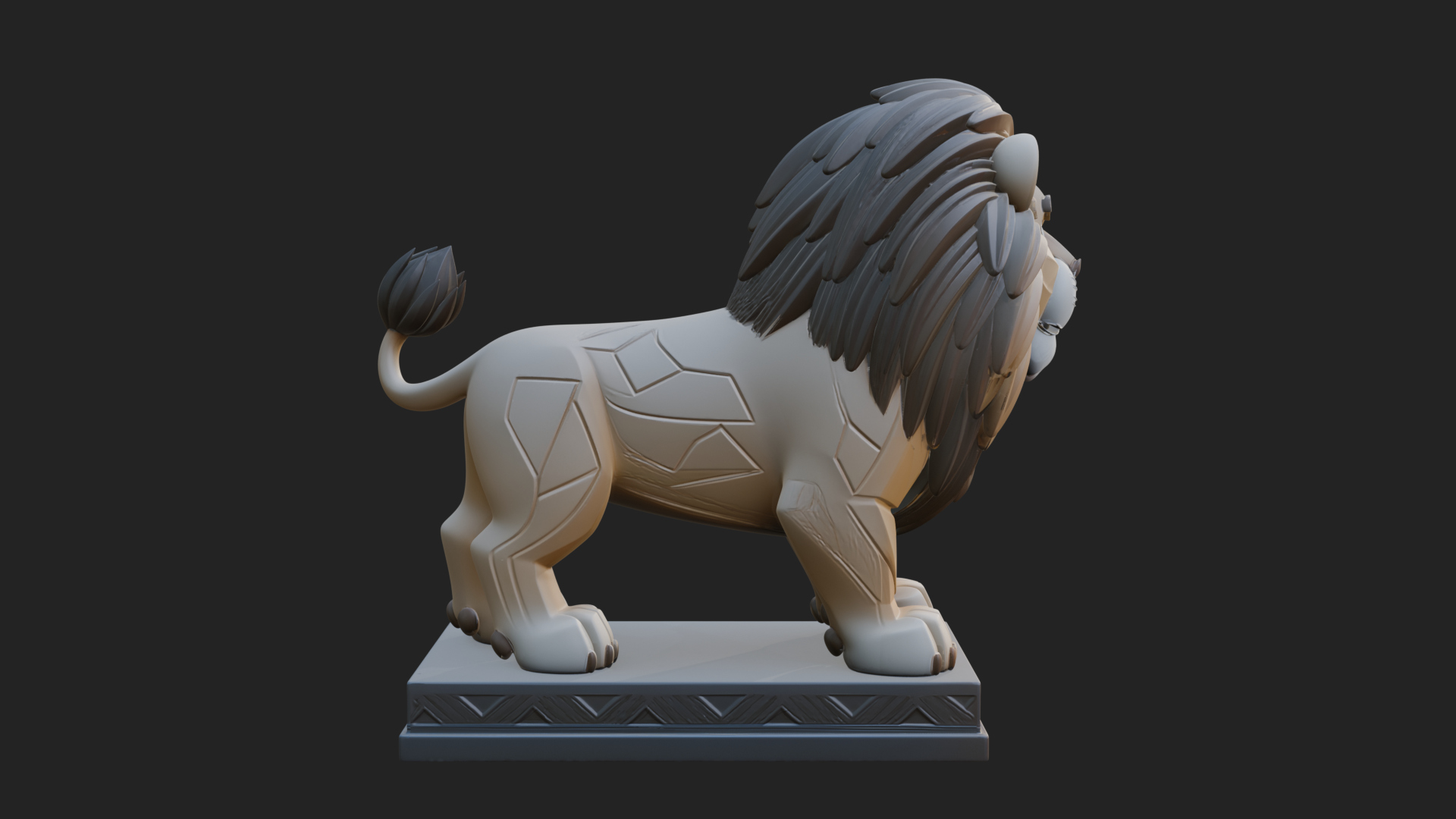 Cute Cartoon Lion Statue Design 4 3D Print Model 3D Model