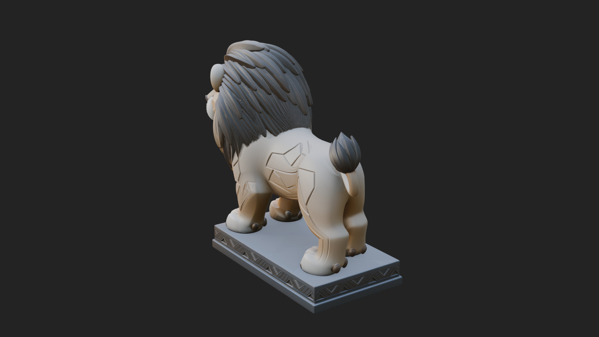 Cute Cartoon Lion Statue Design 4 3D Print Model 3D Model