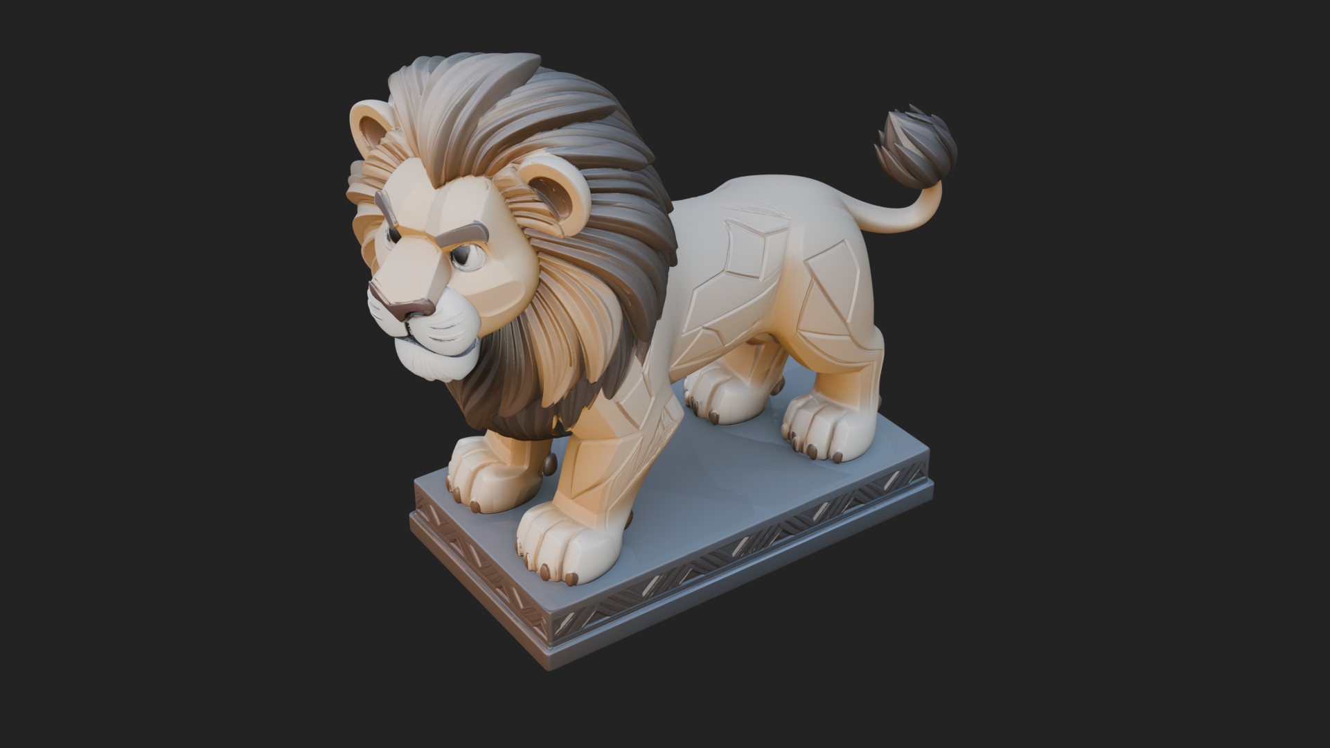 Cute Cartoon Lion Statue Design 4 3D Print Model 3D Model